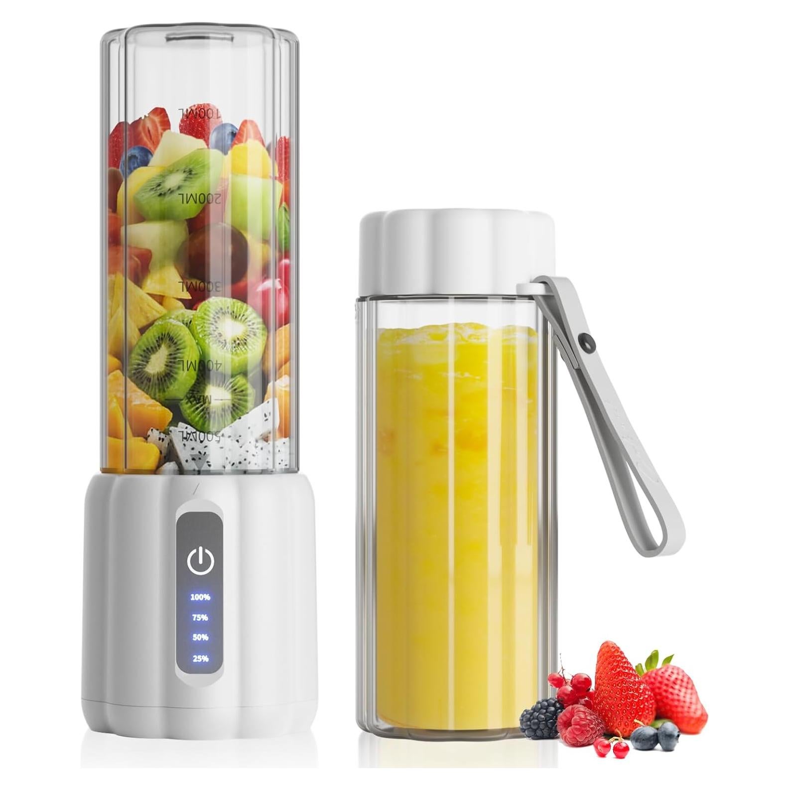 COKUNST Portable Blender, Small Smoothie & Shake Maker with LED Display, 17 oz (500ml) Personal Blender with 6 Blades, USB C Rechargeable Juice Mixer with Extra Lid for Travel, Office, Gym, Home