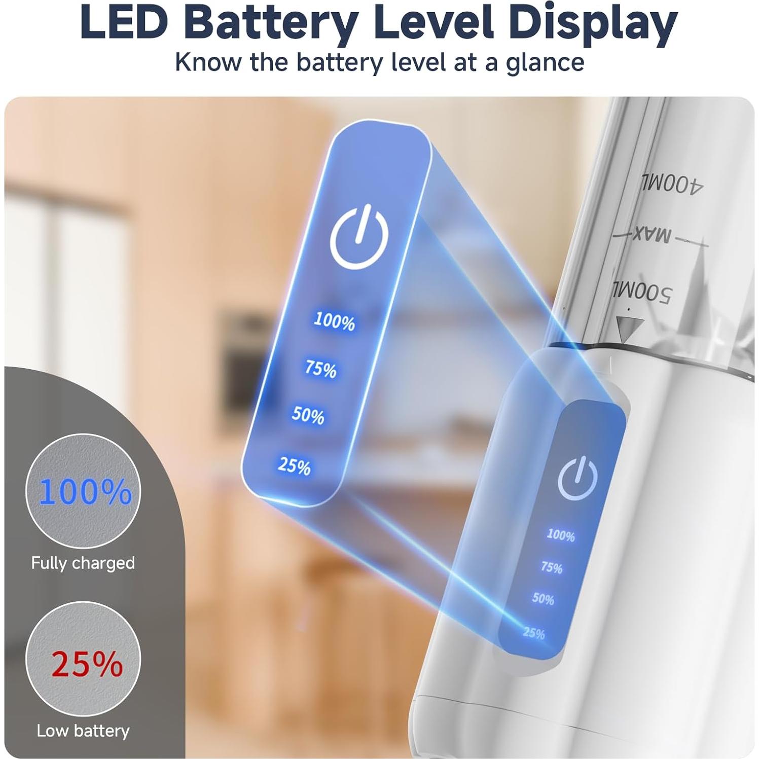 COKUNST Portable Blender, Small Smoothie & Shake Maker with LED Display, 17 oz (500ml) Personal Blender with 6 Blades, USB C Rechargeable Juice Mixer with Extra Lid for Travel, Office, Gym, Home
