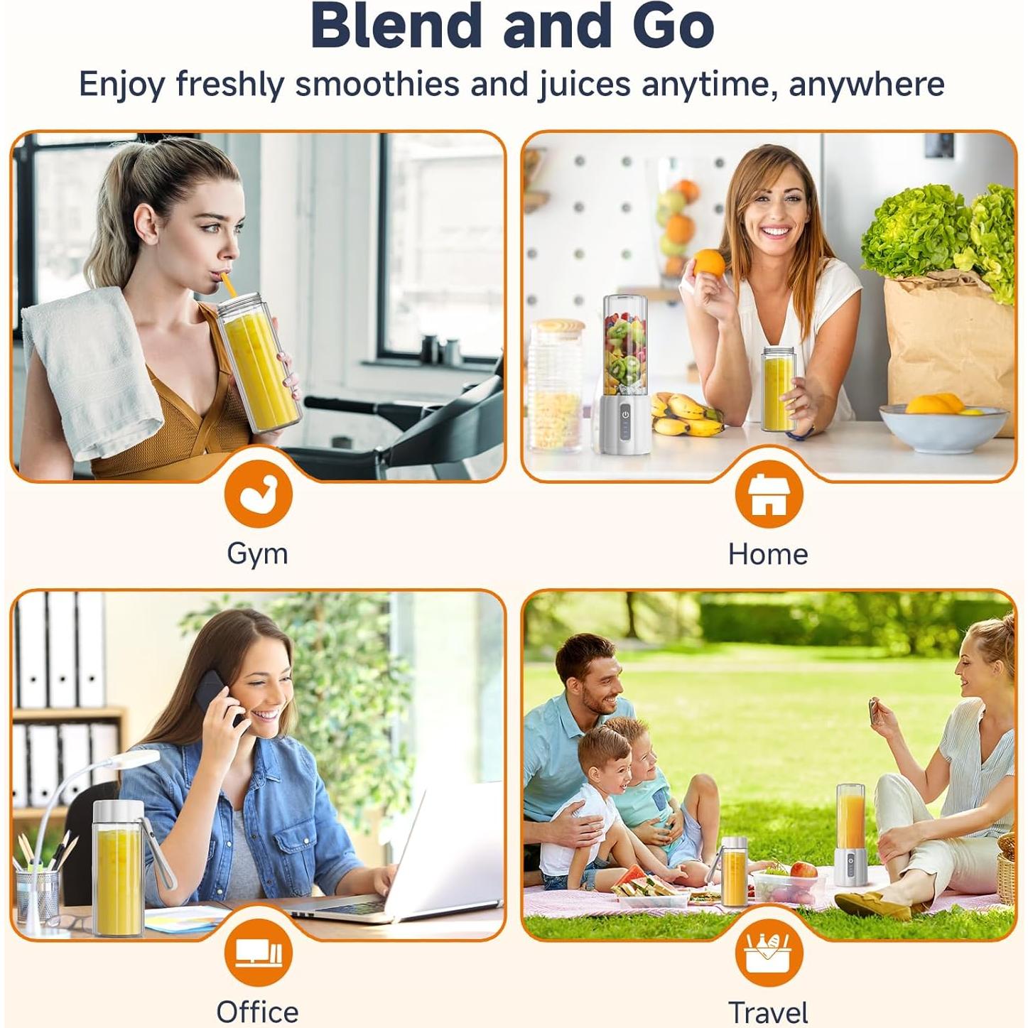 COKUNST Portable Blender, Small Smoothie & Shake Maker with LED Display, 17 oz (500ml) Personal Blender with 6 Blades, USB C Rechargeable Juice Mixer with Extra Lid for Travel, Office, Gym, Home