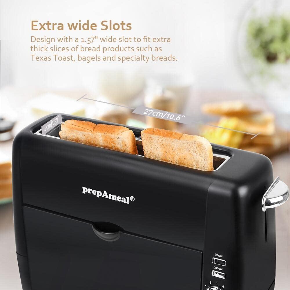 Tostadora de ranura larga prepAmeal 2 rebanadas 800W negra