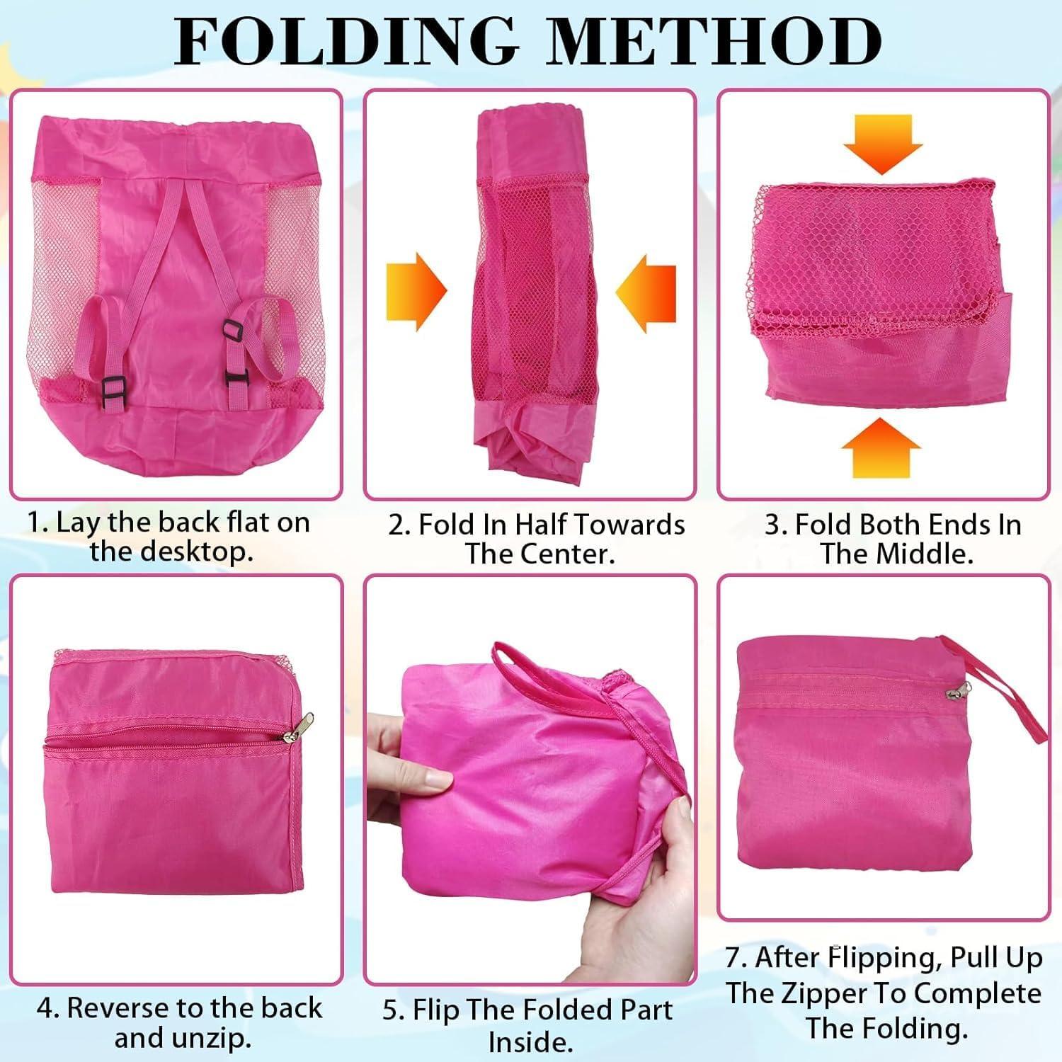 Bolsa de Playa de Malla INVODA 5PCS Plegable 25L Ajustable