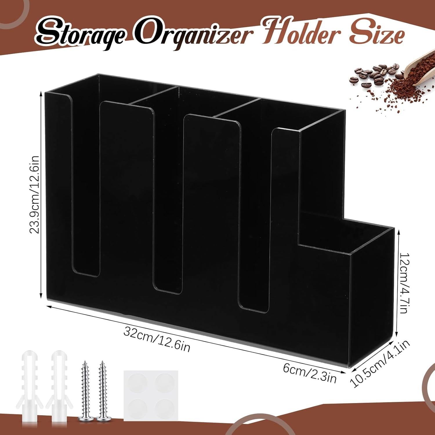 Organizador de Tazas de Acrílico Cunhill 4 Compartimentos Negro