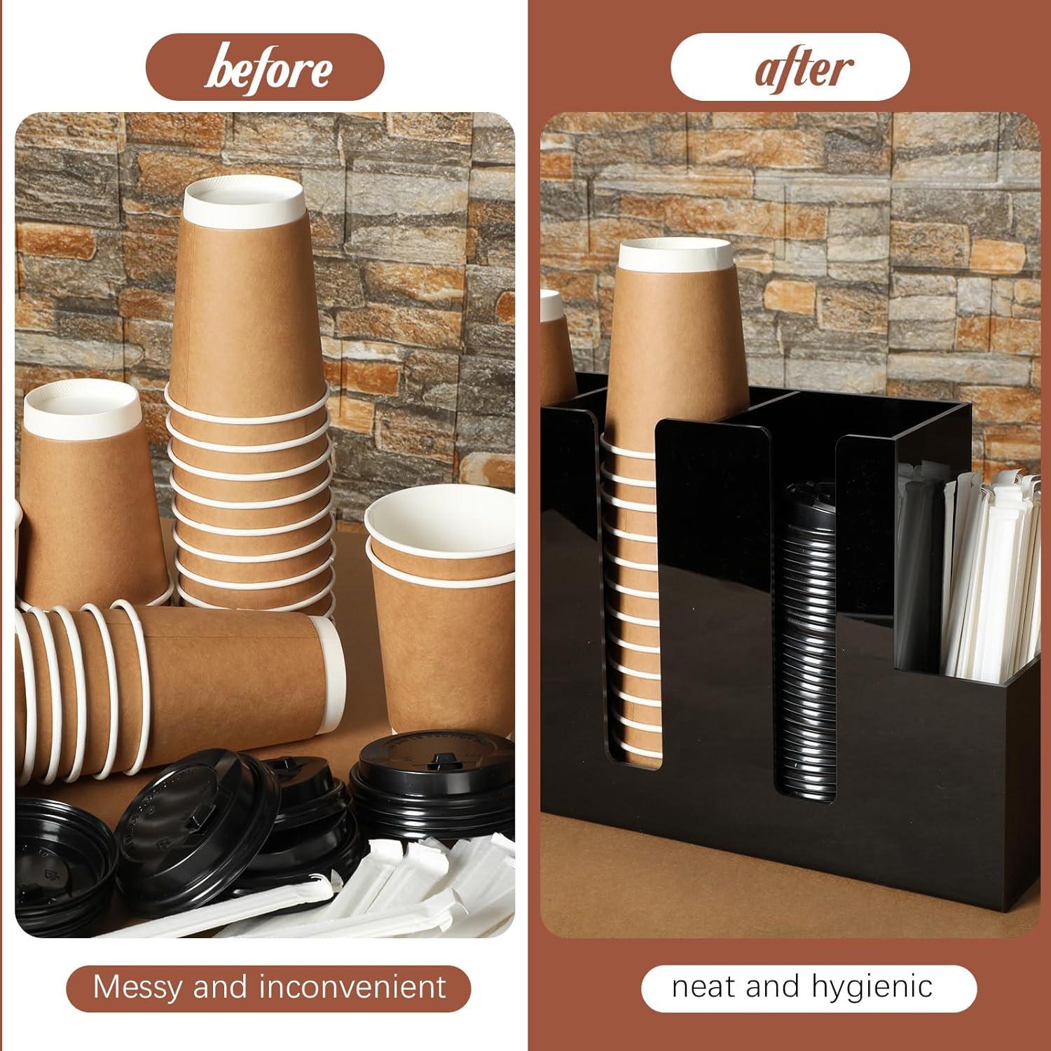 Organizador de Tazas de Acrílico Cunhill 4 Compartimentos Negro