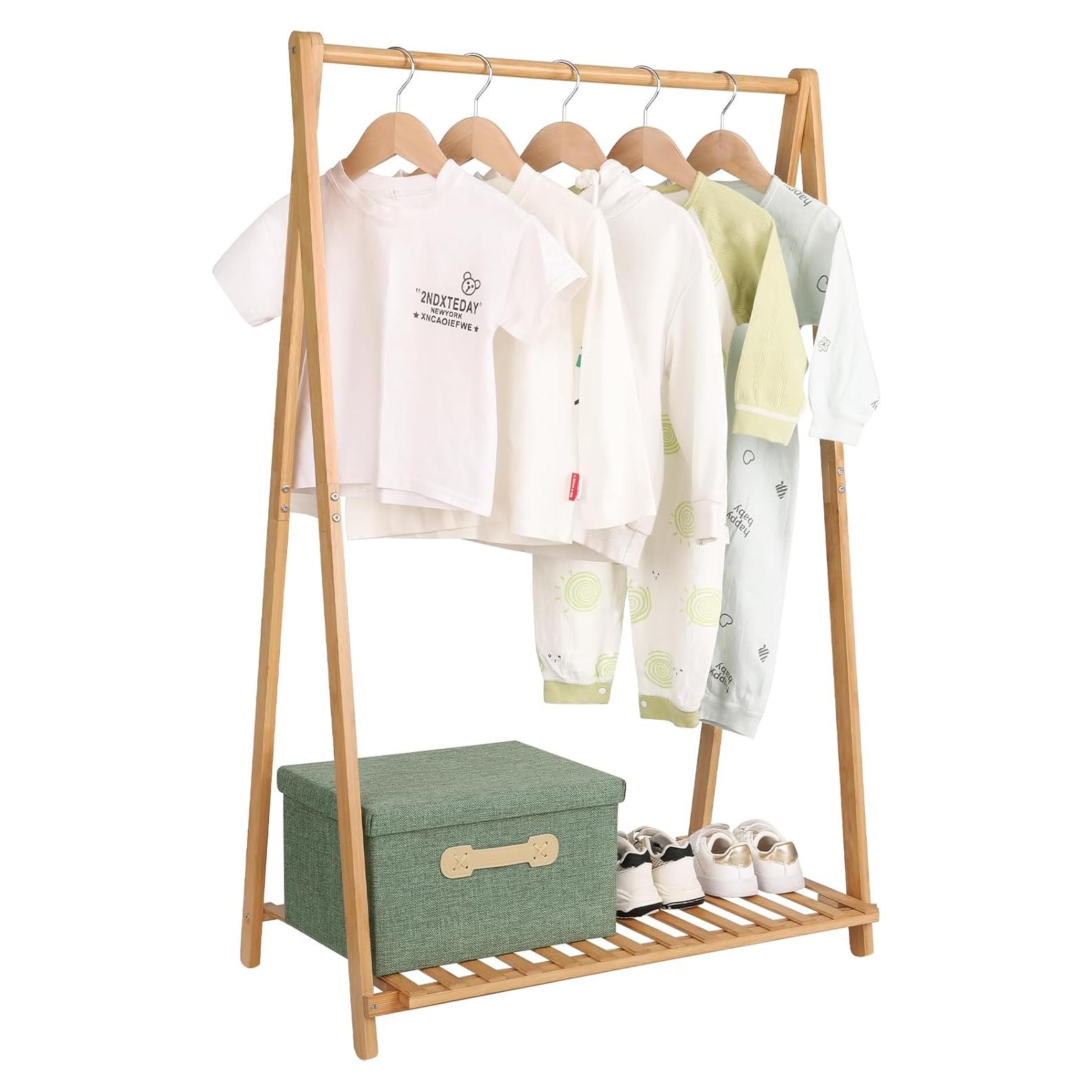 Perchero Infantil Jotsport de Bambú con Estante 107 cm