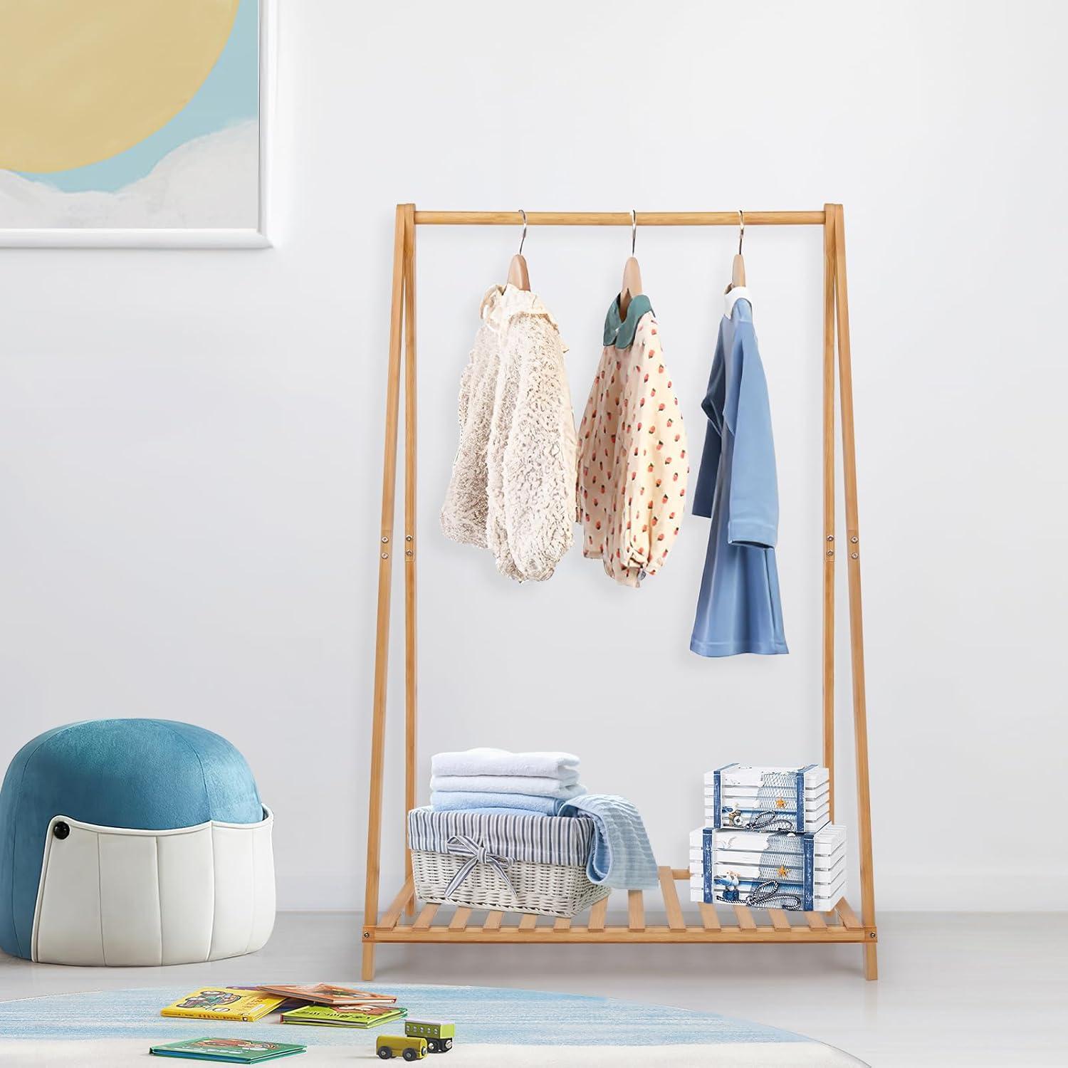 Perchero Infantil Jotsport de Bambú con Estante 107 cm