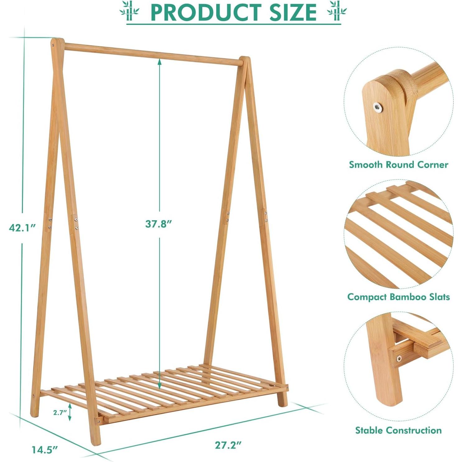 Perchero Infantil Jotsport de Bambú con Estante 107 cm