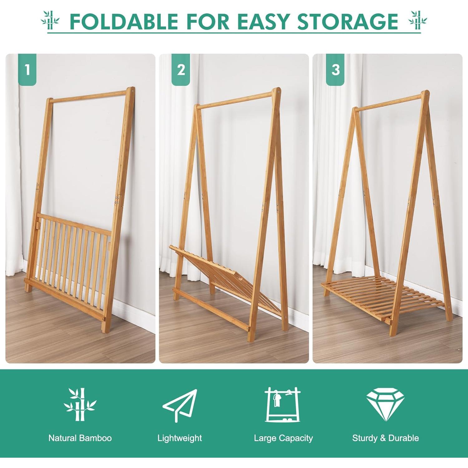 Perchero Infantil Jotsport de Bambú con Estante 107 cm