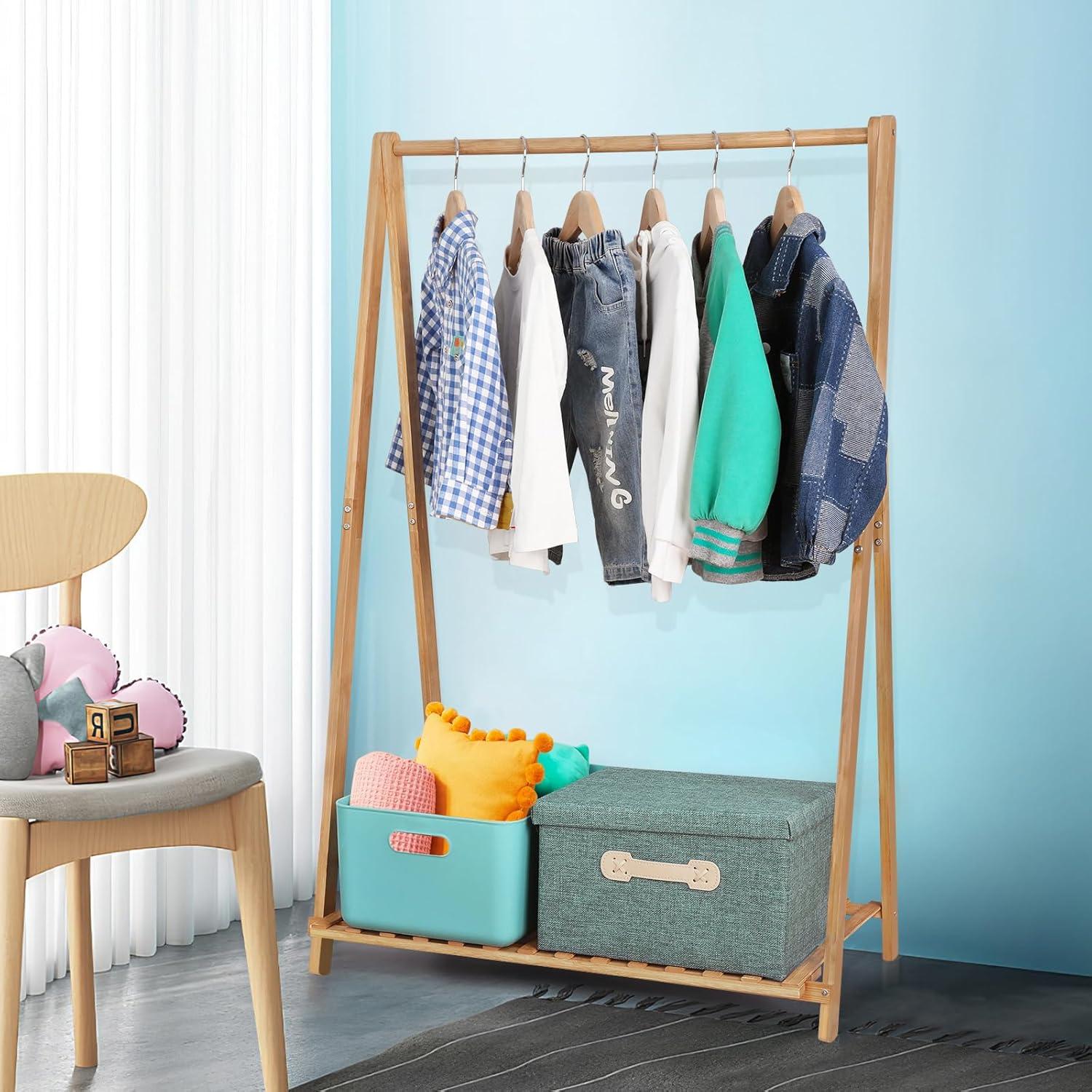 Perchero Infantil Jotsport de Bambú con Estante 107 cm