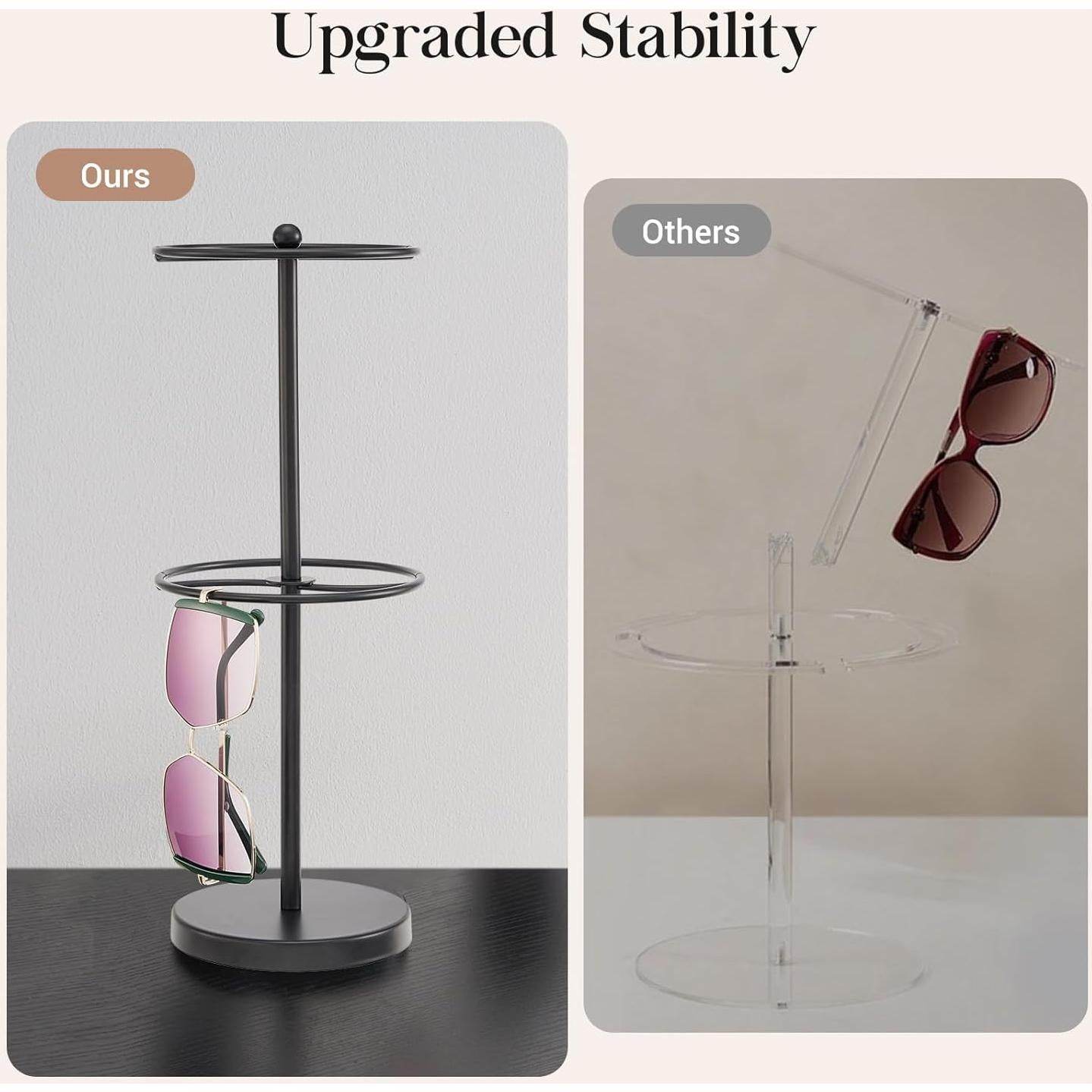 Organizador de Gafas Lolalet, Estante Doble para 18 Pares - Negro