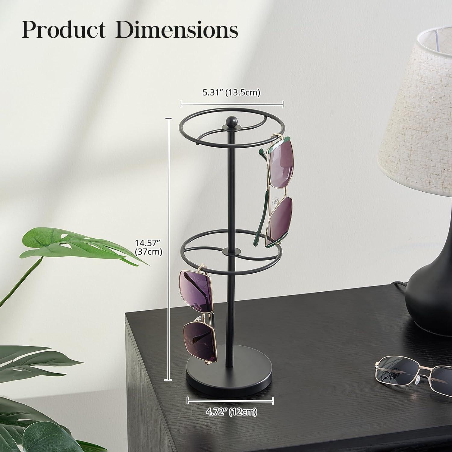 Organizador de Gafas Lolalet, Estante Doble para 18 Pares - Negro