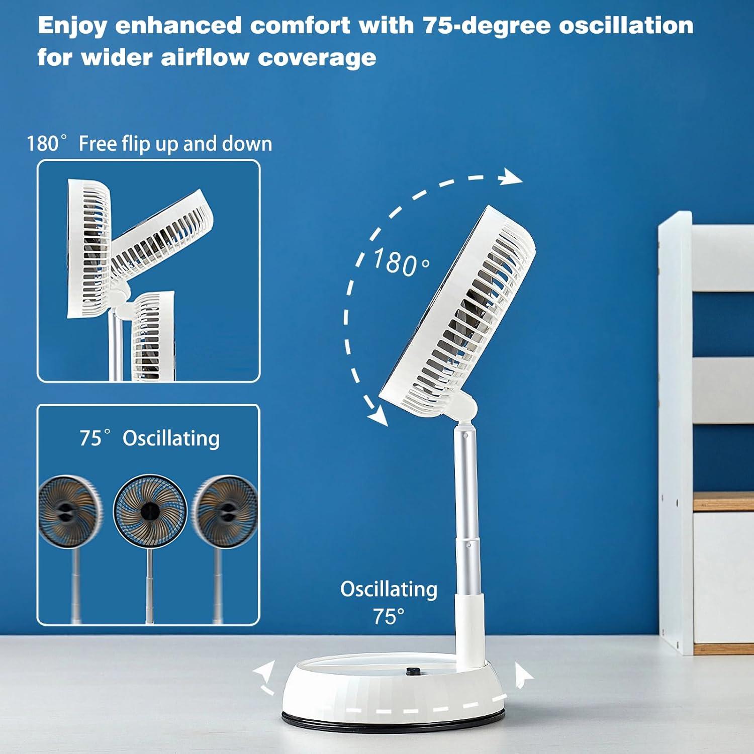 Ventilador Oscilante Plegable Greheywos 20.32 cm Batería 7200mAh