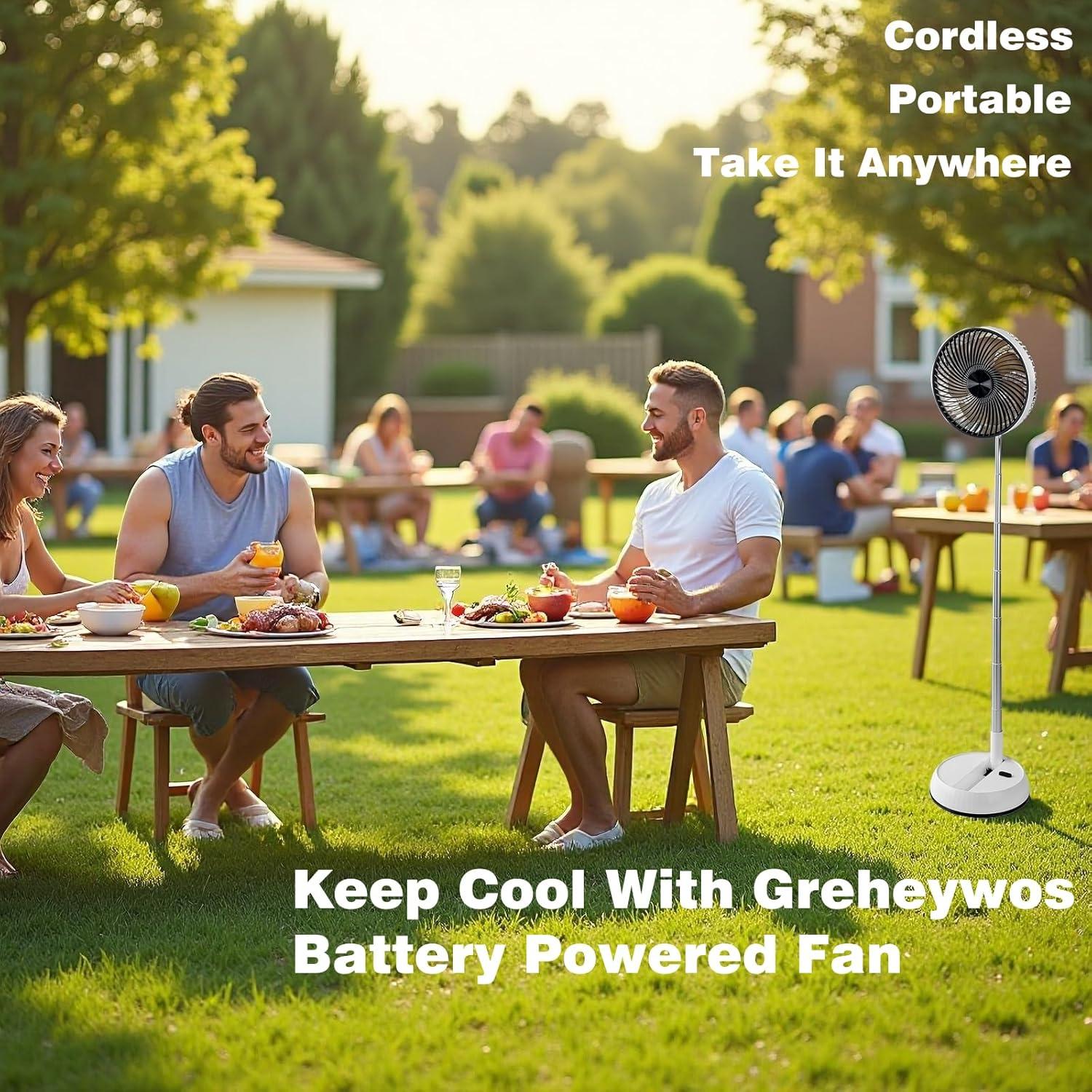 Ventilador Oscilante Plegable Greheywos 20.32 cm Batería 7200mAh