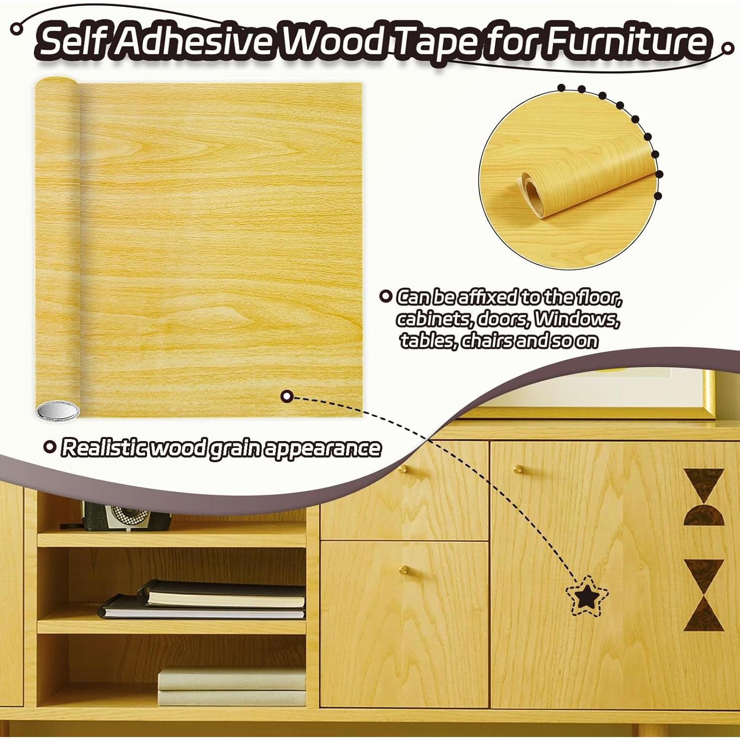 Cinta de Grano de Madera Autoadhesiva Jinenat 4m Beige