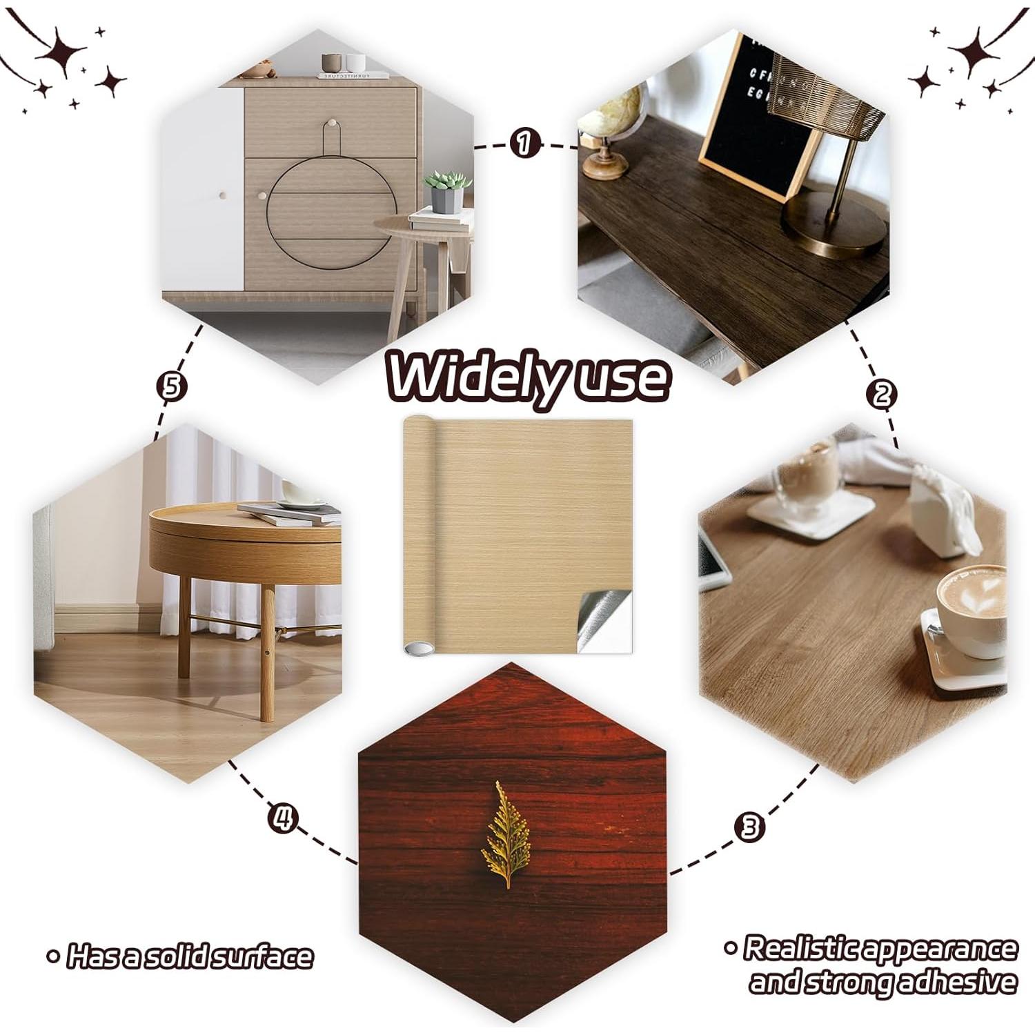 Cinta de Grano de Madera Autoadhesiva Jinenat 4m Beige