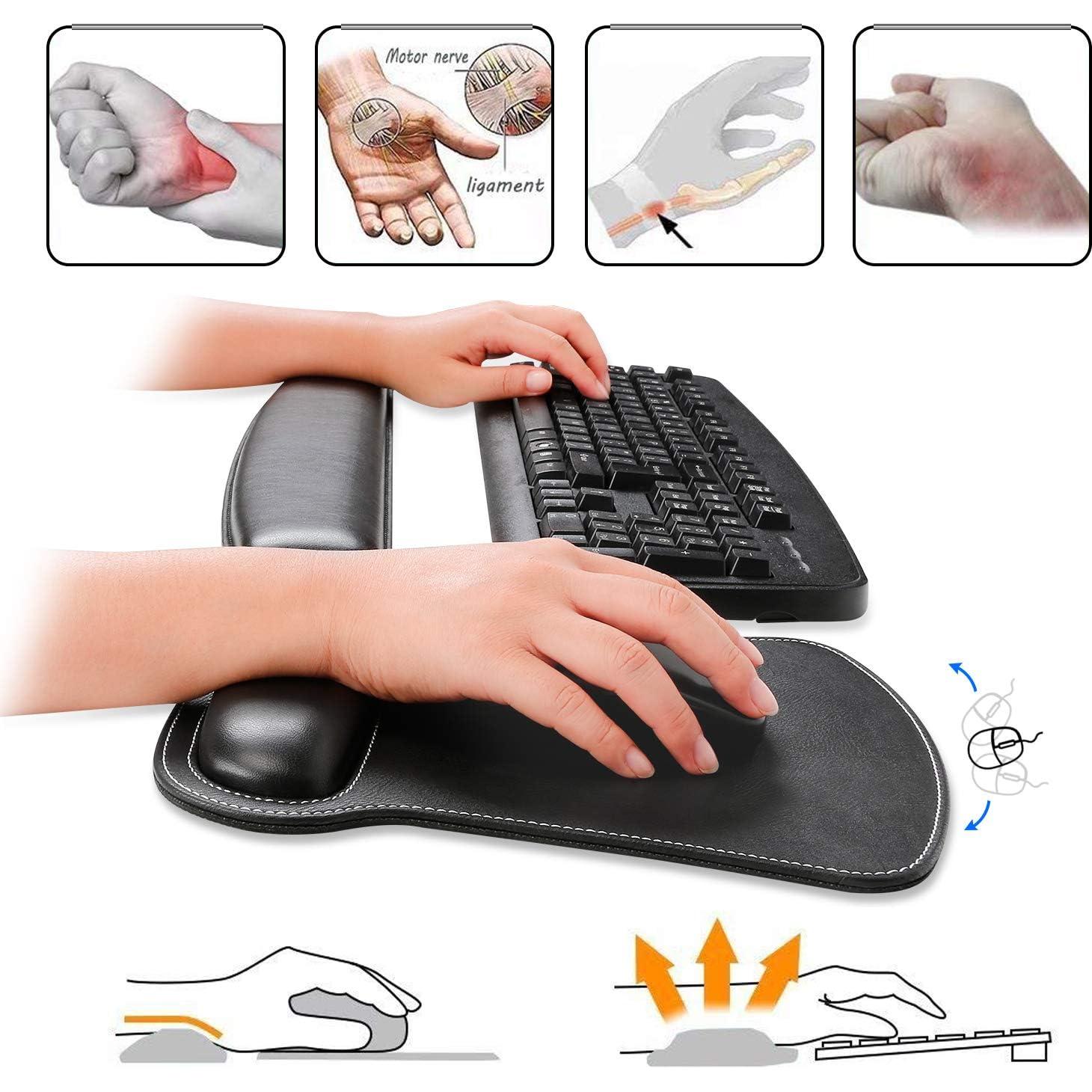 Set Reposamuñecas Ergonómico RICHEN para Teclado y Ratón Negro