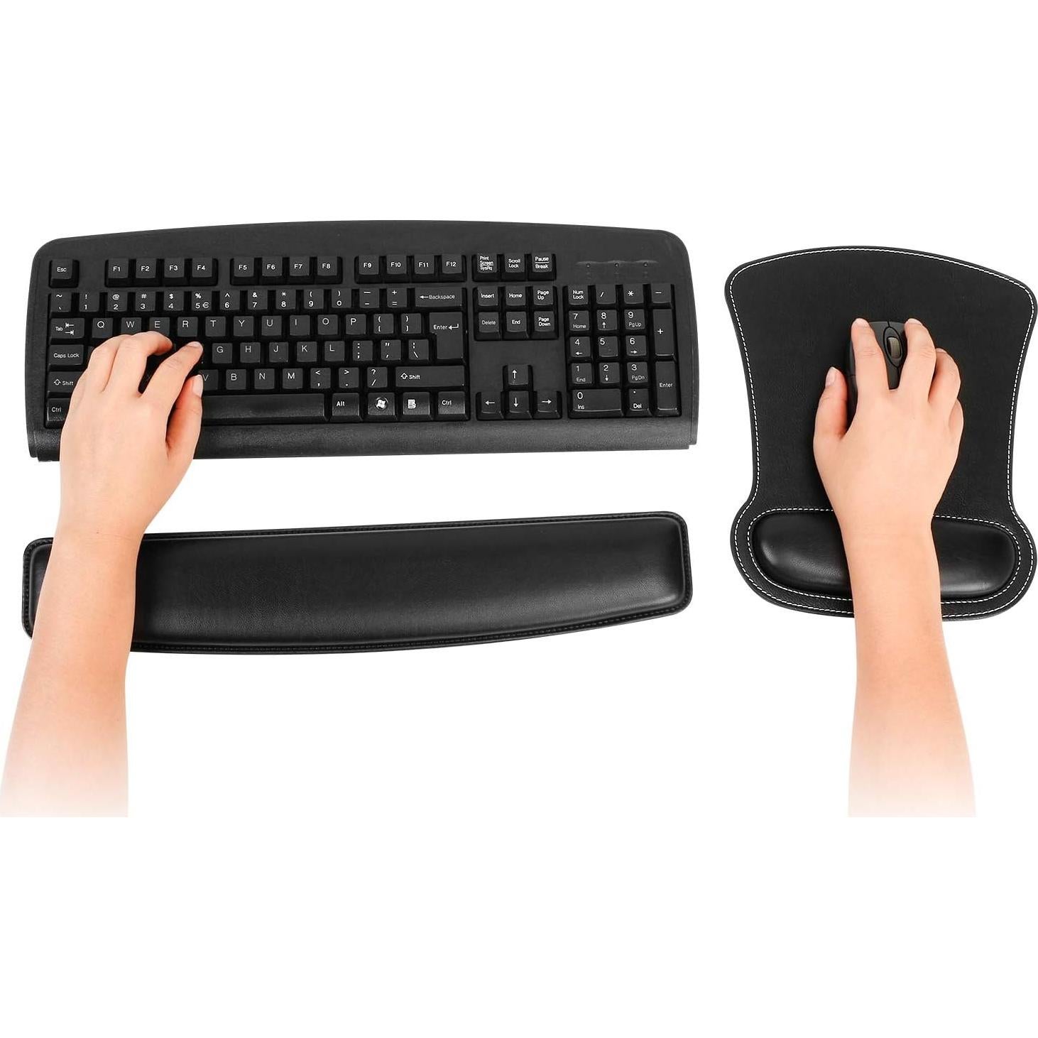Set Reposamuñecas Ergonómico RICHEN para Teclado y Ratón Negro