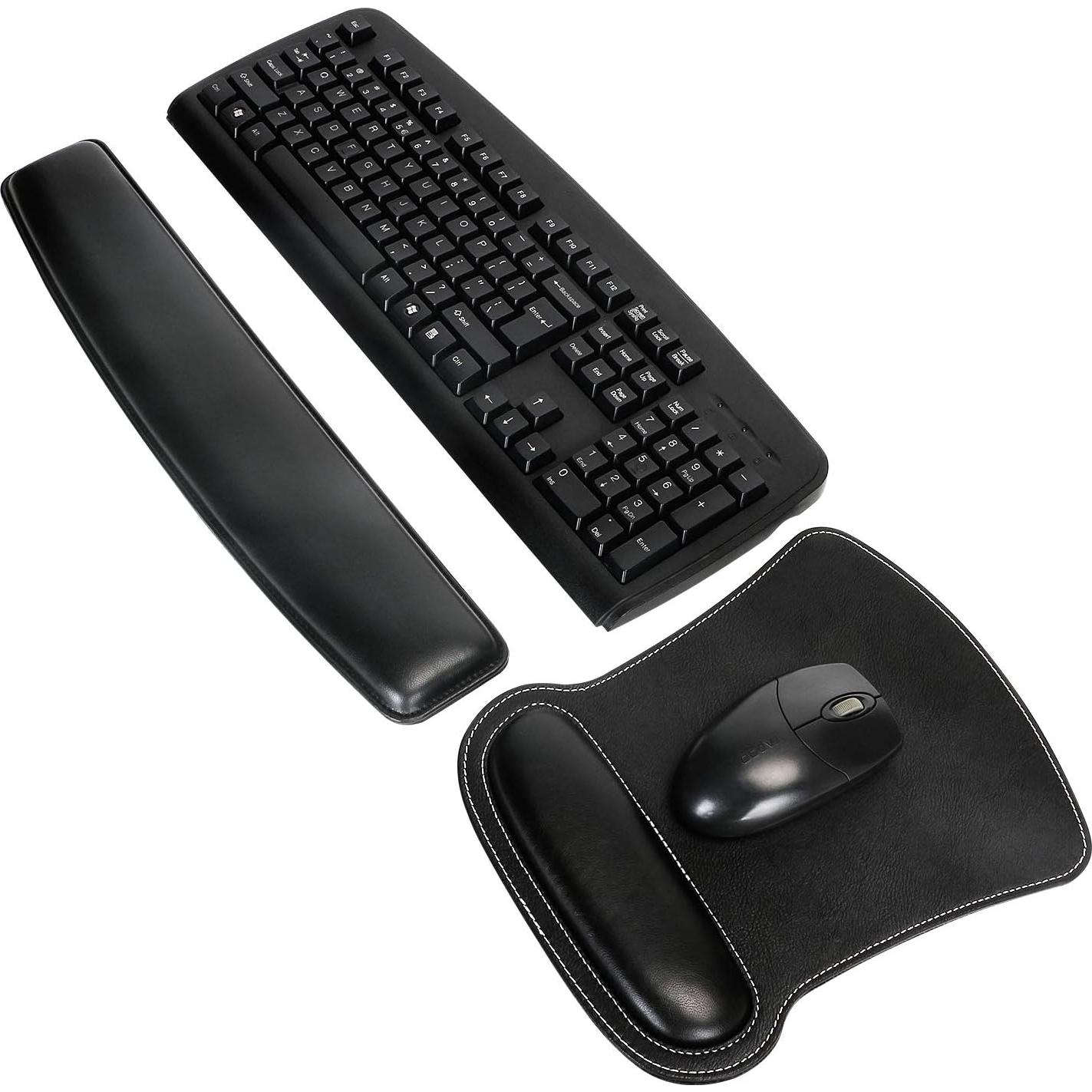 Set Reposamuñecas Ergonómico RICHEN para Teclado y Ratón Negro