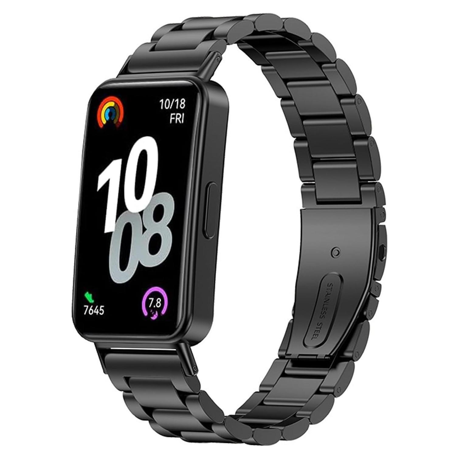 Correa de Acero Inoxidable para HUAWEI Band 10, 9, 8 - Negro