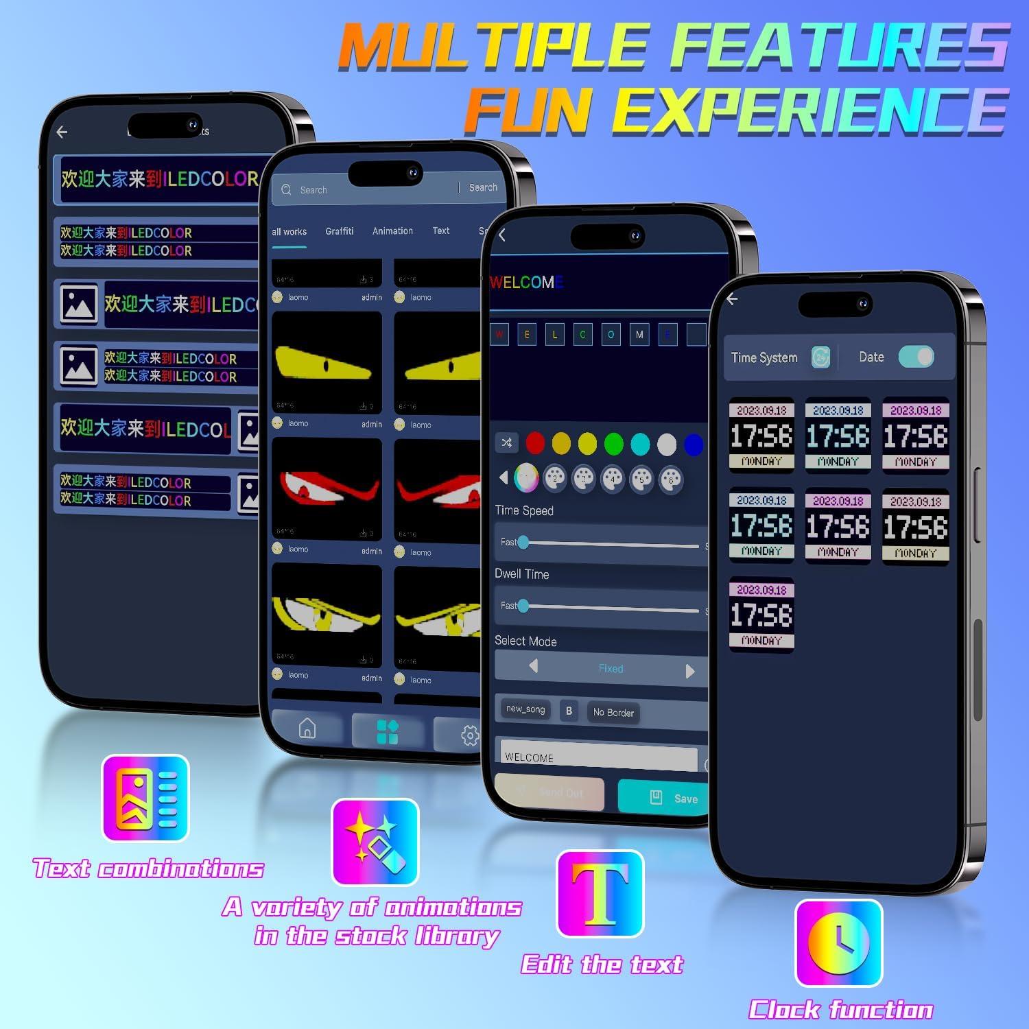 Cartel LED Programable ILEDSHOW 17.78x7.62cm Bluetooth Multicolor