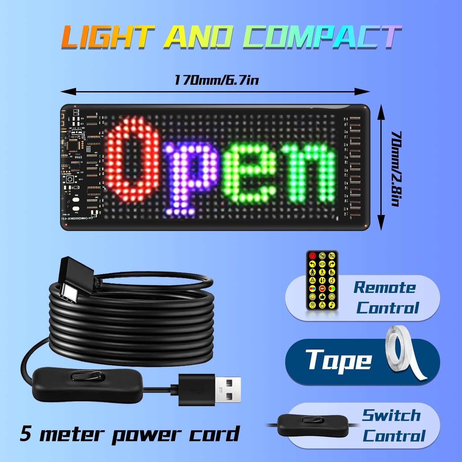 Cartel LED Programable ILEDSHOW 17.78x7.62cm Bluetooth Multicolor