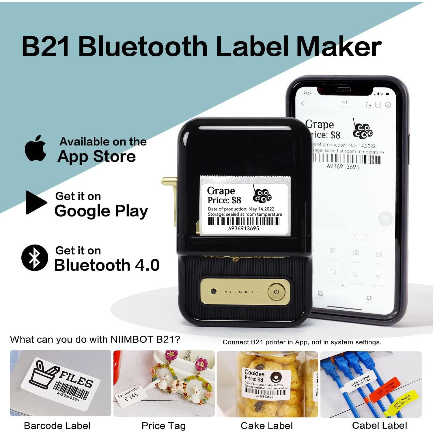 Impresora de Etiquetas Térmica B21 Portátil Bluetooth Negro