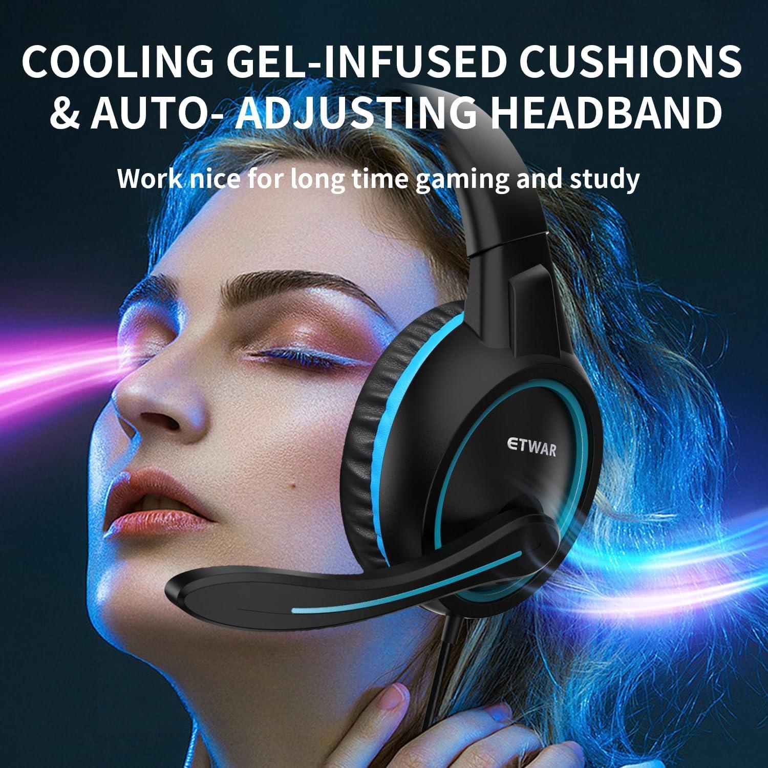 Auriculares Gaming ETWAR B3 Azul con Micrófono y Cancelación de Ruido