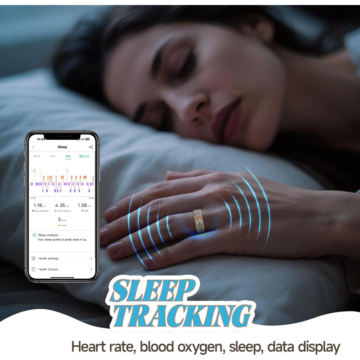 Anillo Inteligente Oucscru Oro Rosa 8# Monitoreo Salud IP68