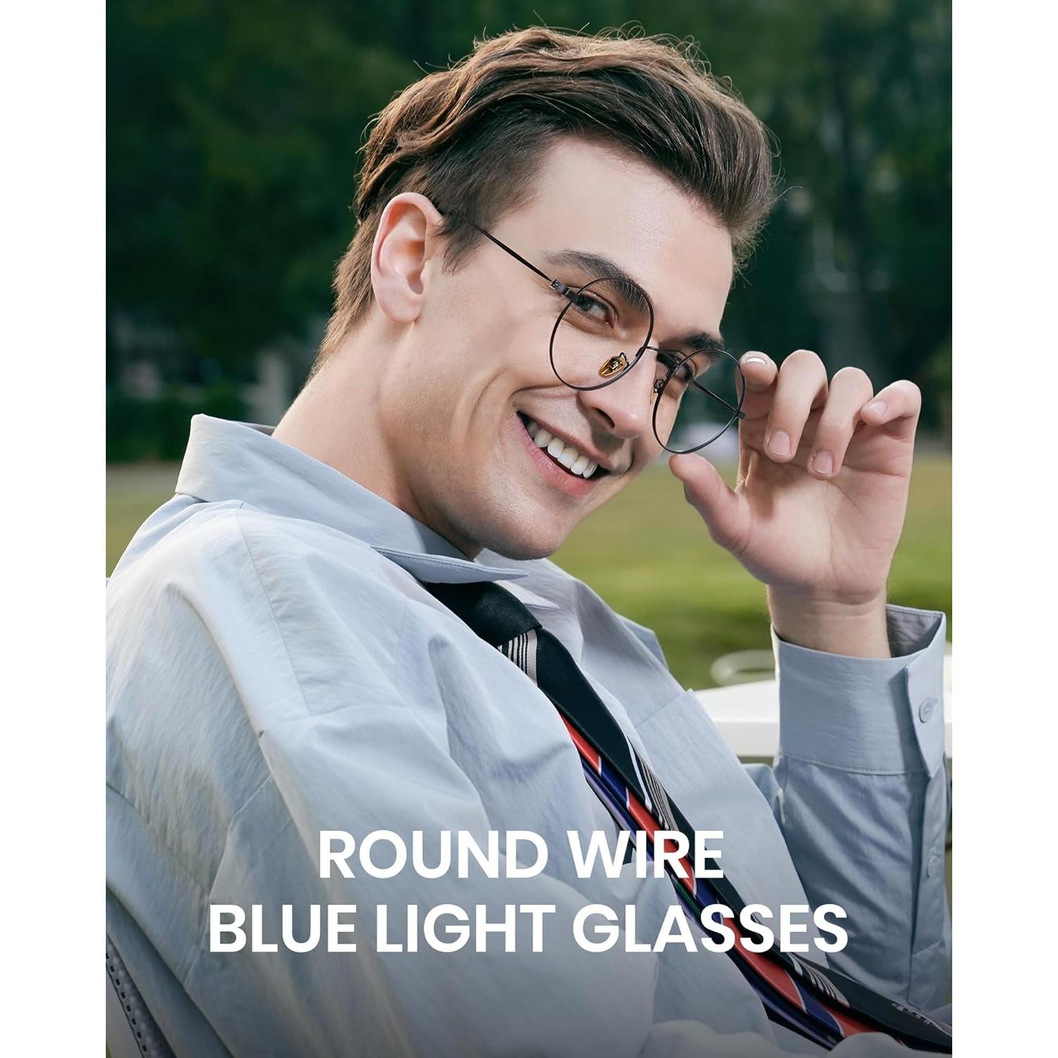 Gafas de luz azul redondas Cyxus con protección UV - Negro