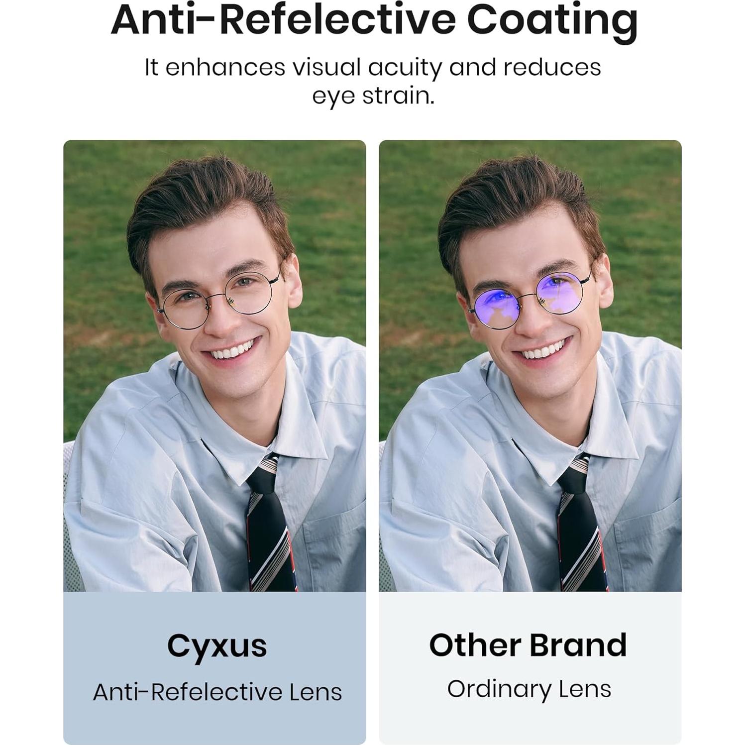 Gafas de luz azul redondas Cyxus con protección UV - Negro