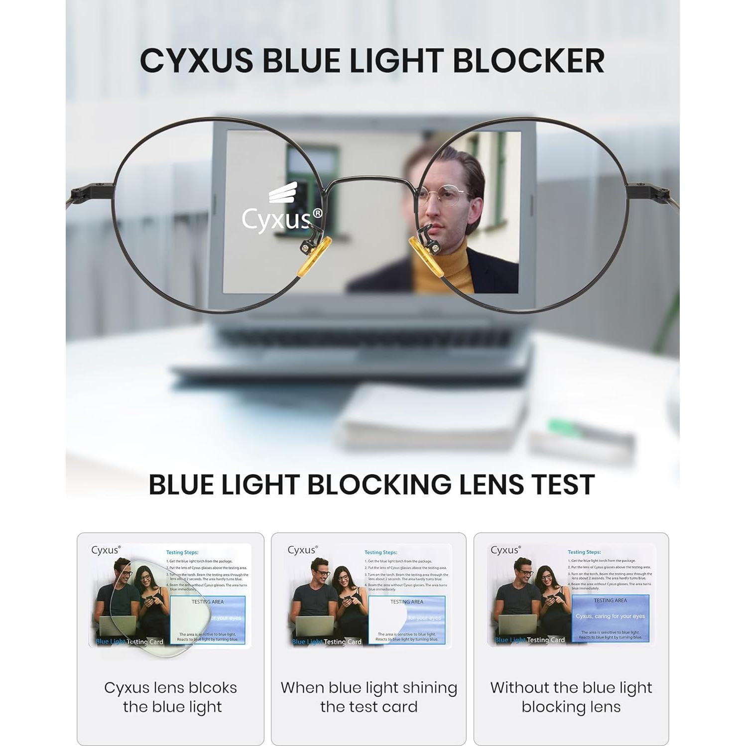 Gafas de luz azul redondas Cyxus con protección UV - Negro