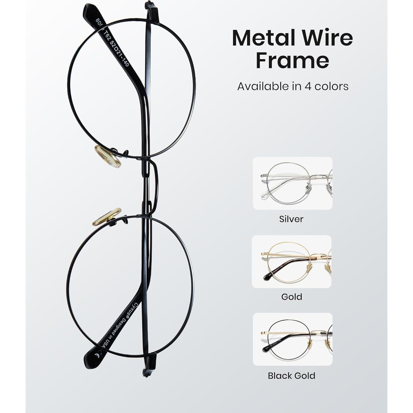 Gafas de luz azul redondas Cyxus con protección UV - Negro