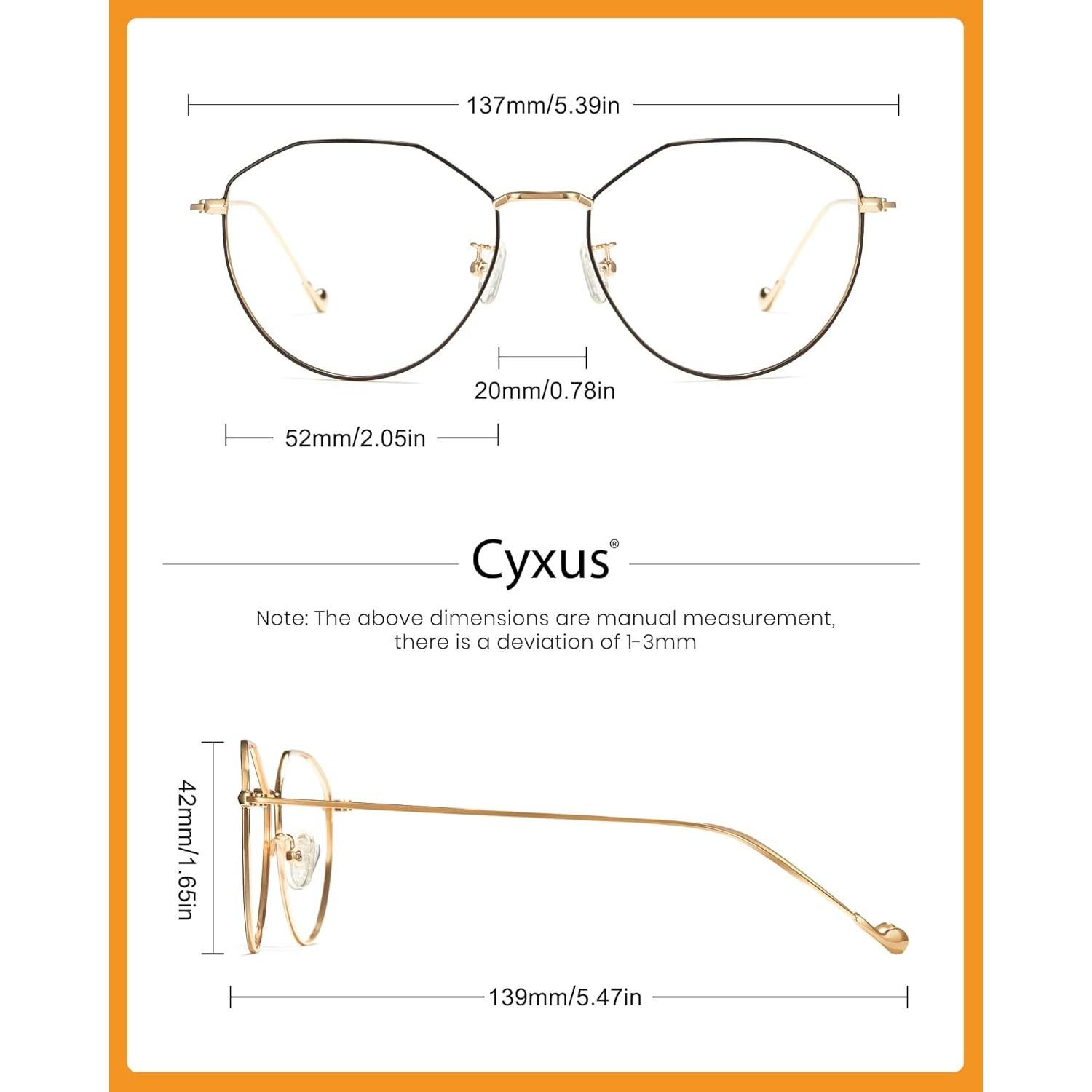 Gafas de Luz Azul Cyxus Redondas Metalicas Lente Clara UV