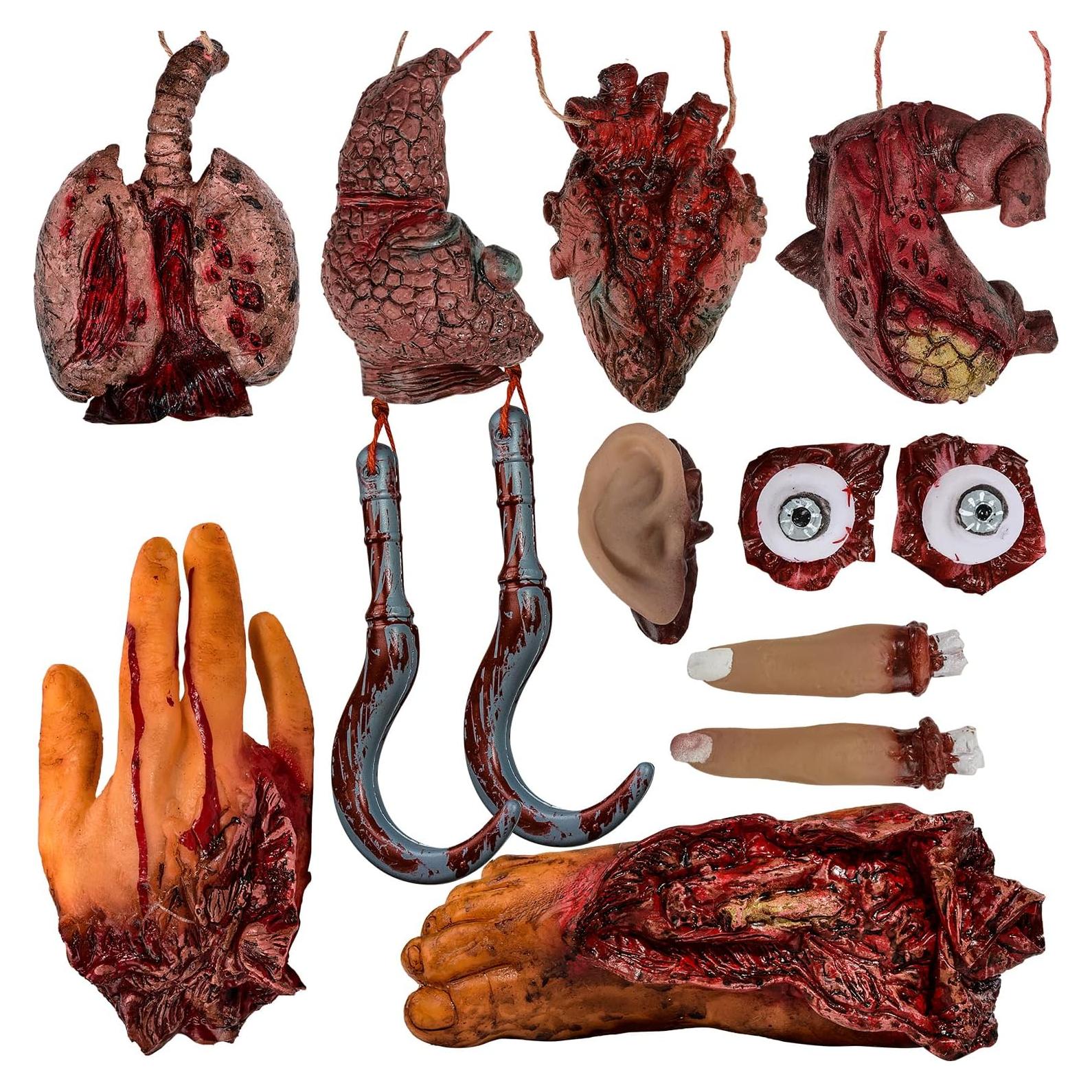 Accesorios Halloween XONOR 11 Pcs Manos y Pies Falsos Sangrientos