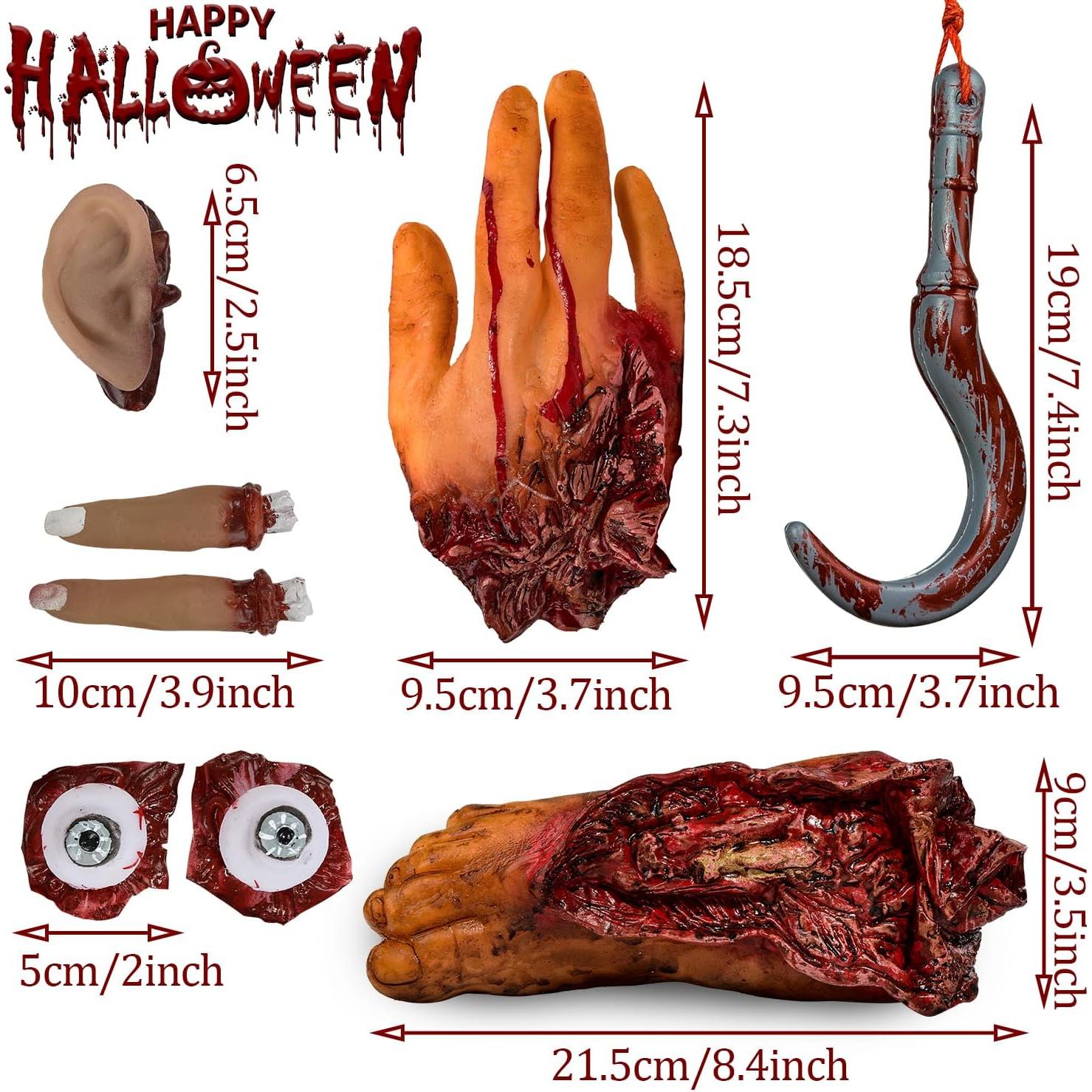 Accesorios Halloween XONOR 11 Pcs Manos y Pies Falsos Sangrientos