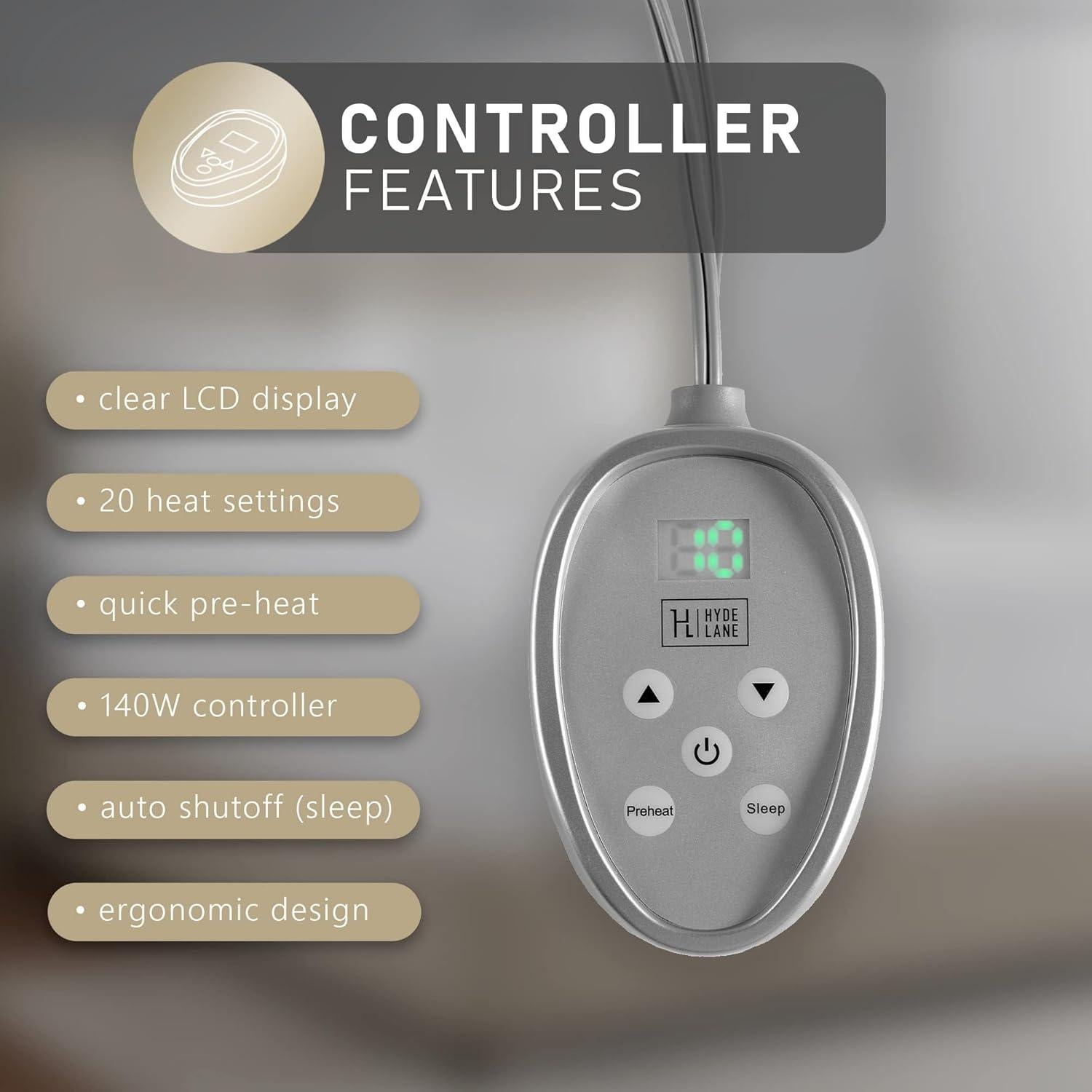 Almohadilla Térmica Individual Hyde Lane 20 Niveles Calor Algodón