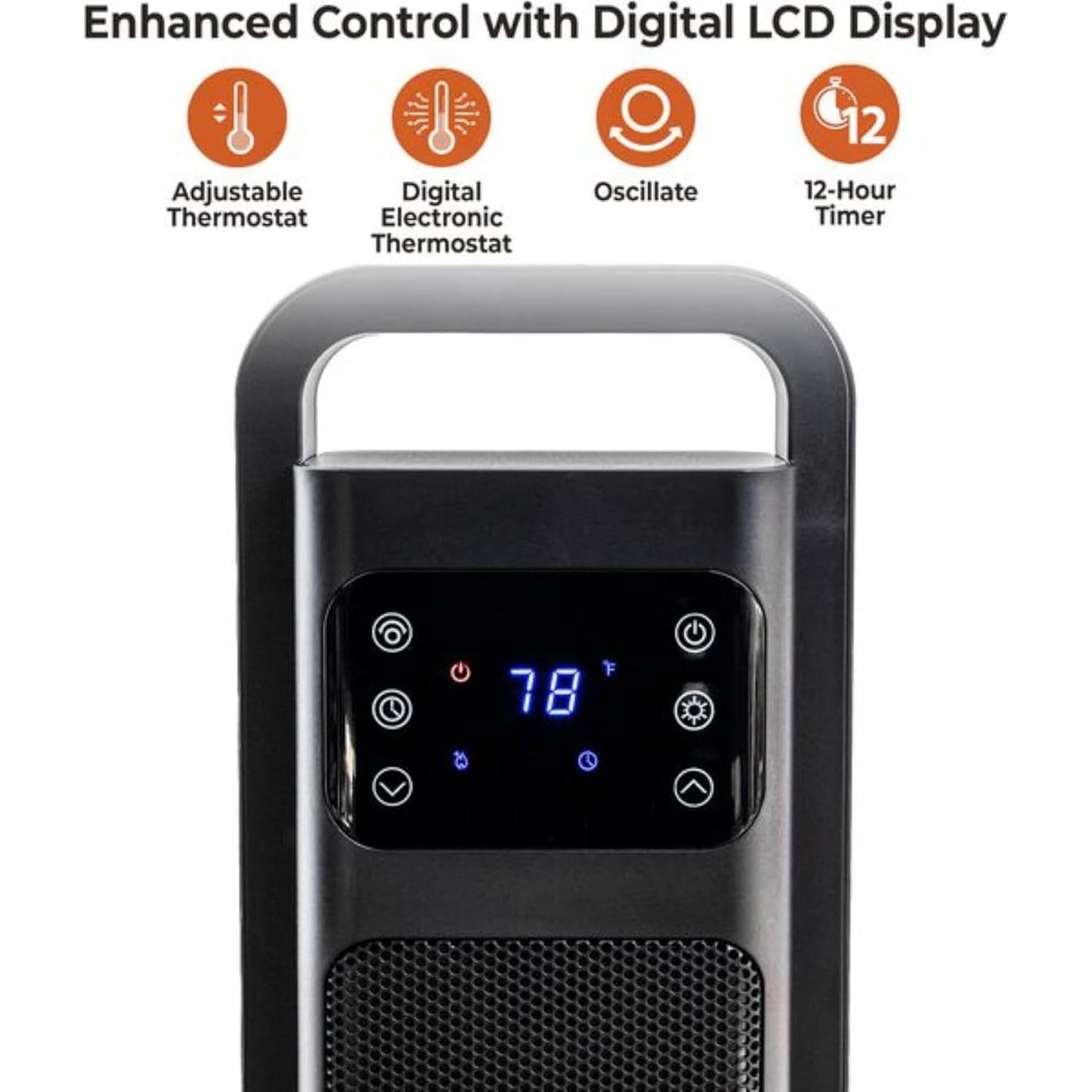 Calentador de Torre Digital Comfort Zone 66 cm con Control Remoto