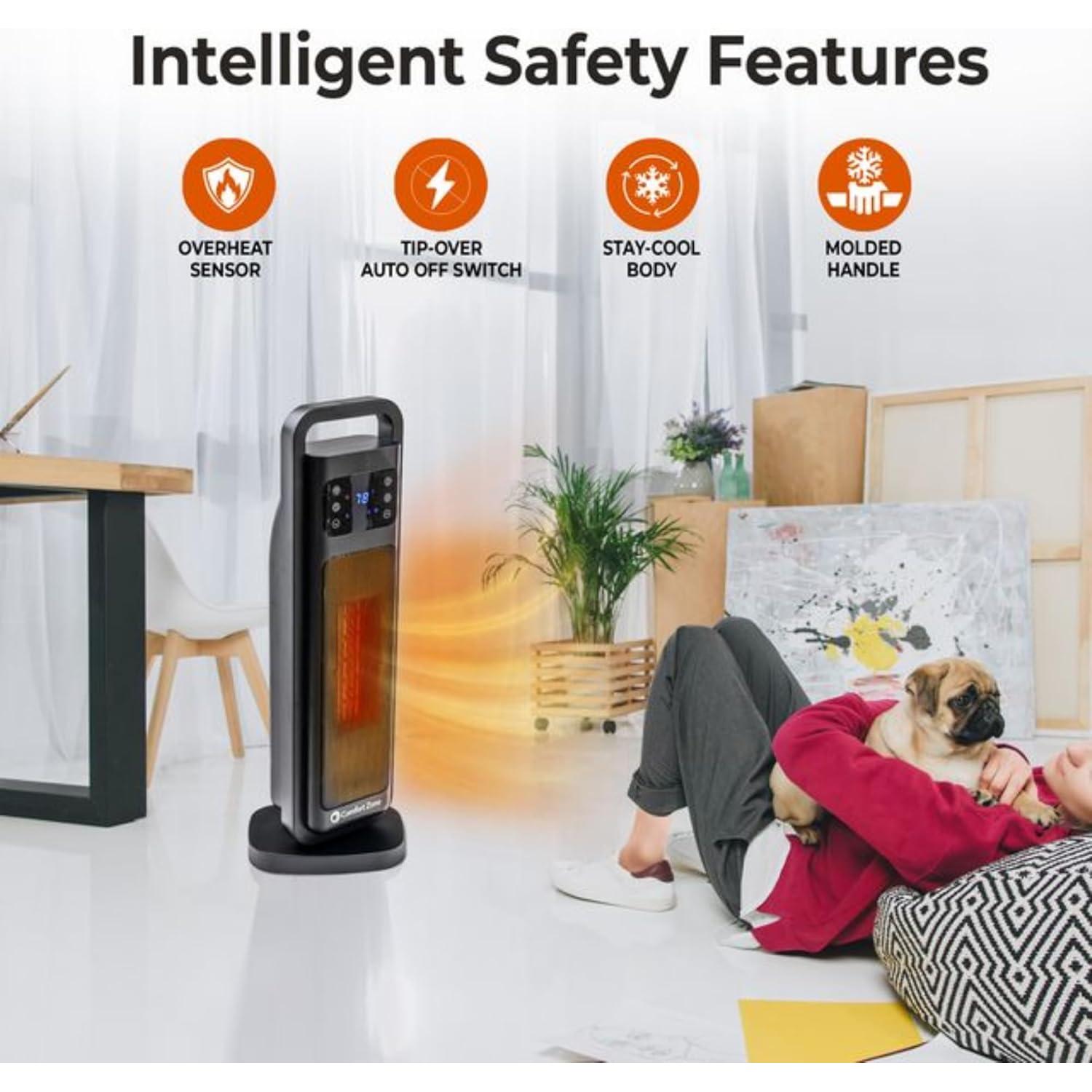 Calentador de Torre Digital Comfort Zone 66 cm con Control Remoto