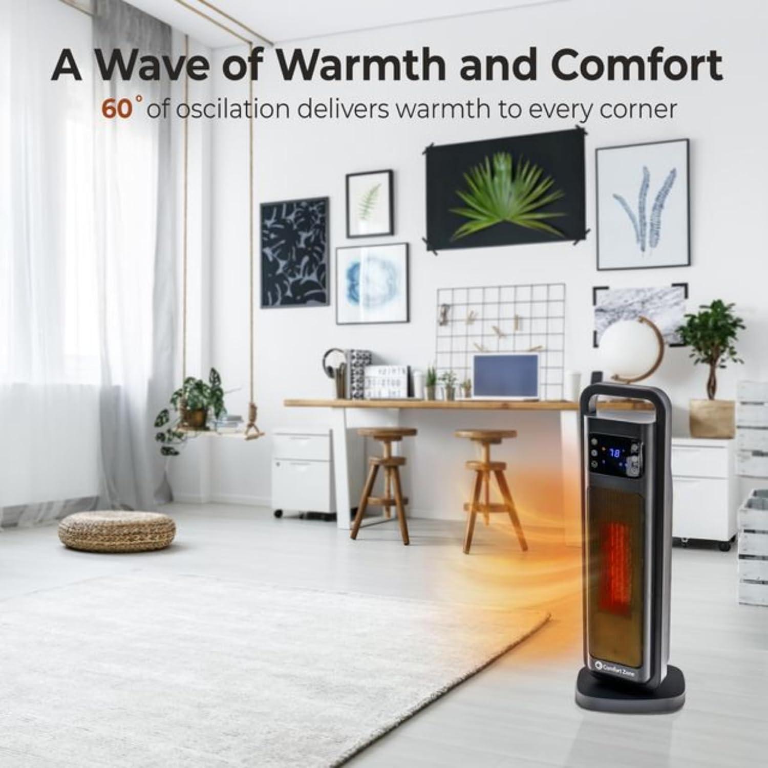 Calentador de Torre Digital Comfort Zone 66 cm con Control Remoto