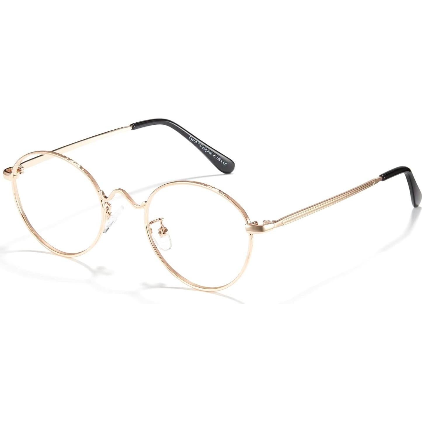 Gafas de Luz Azul Cyxus Redondas Metal Dorado Lente Clara
