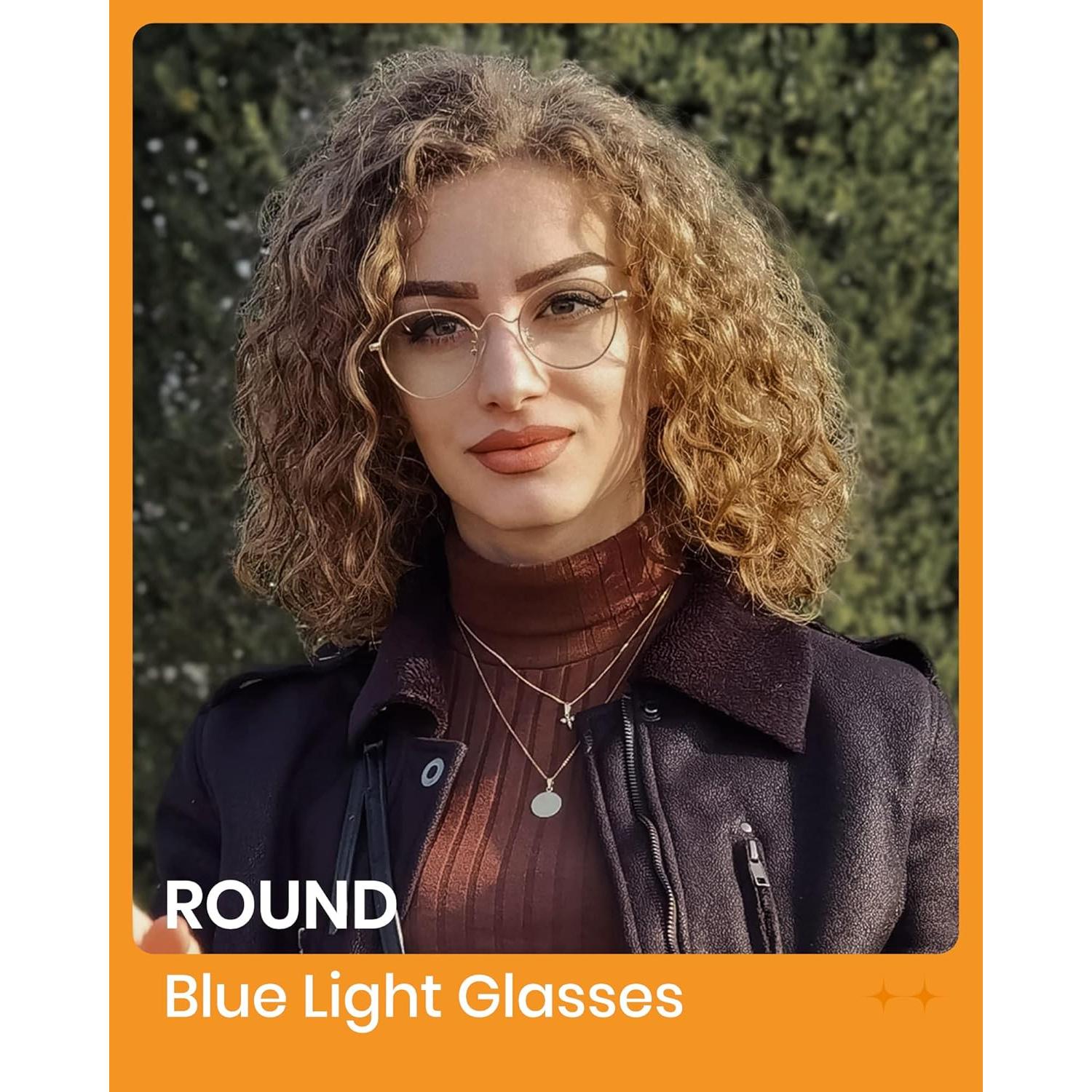 Gafas de Luz Azul Cyxus Redondas Metal Dorado Lente Clara