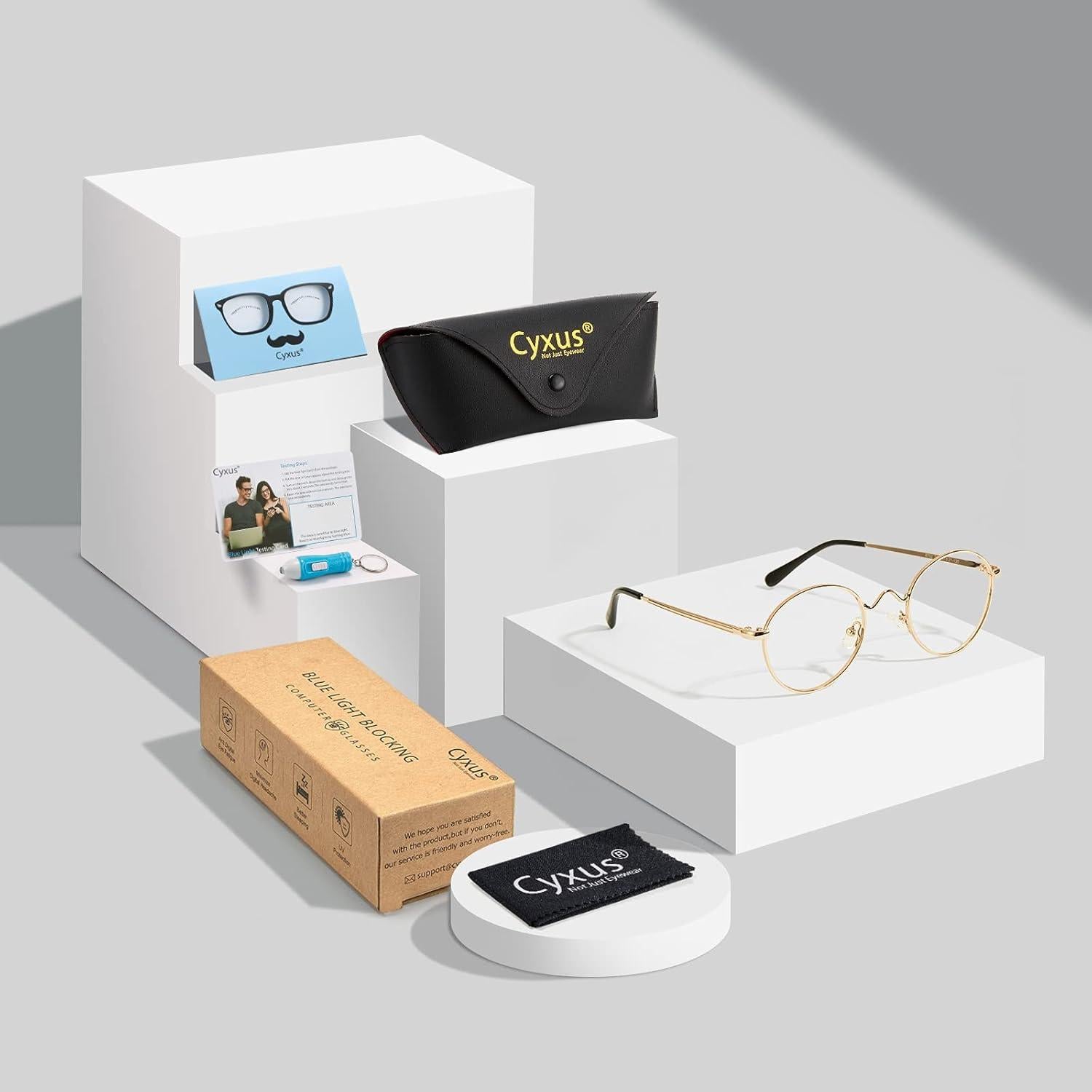 Gafas de Luz Azul Cyxus Redondas Metal Dorado Lente Clara