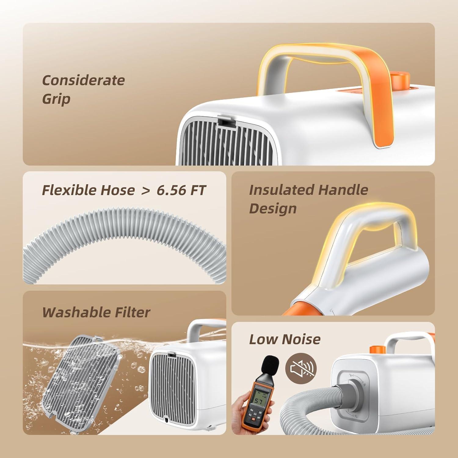 Secador de Pelo para Perros BUENKEE 495 ft/s 2m Manguera