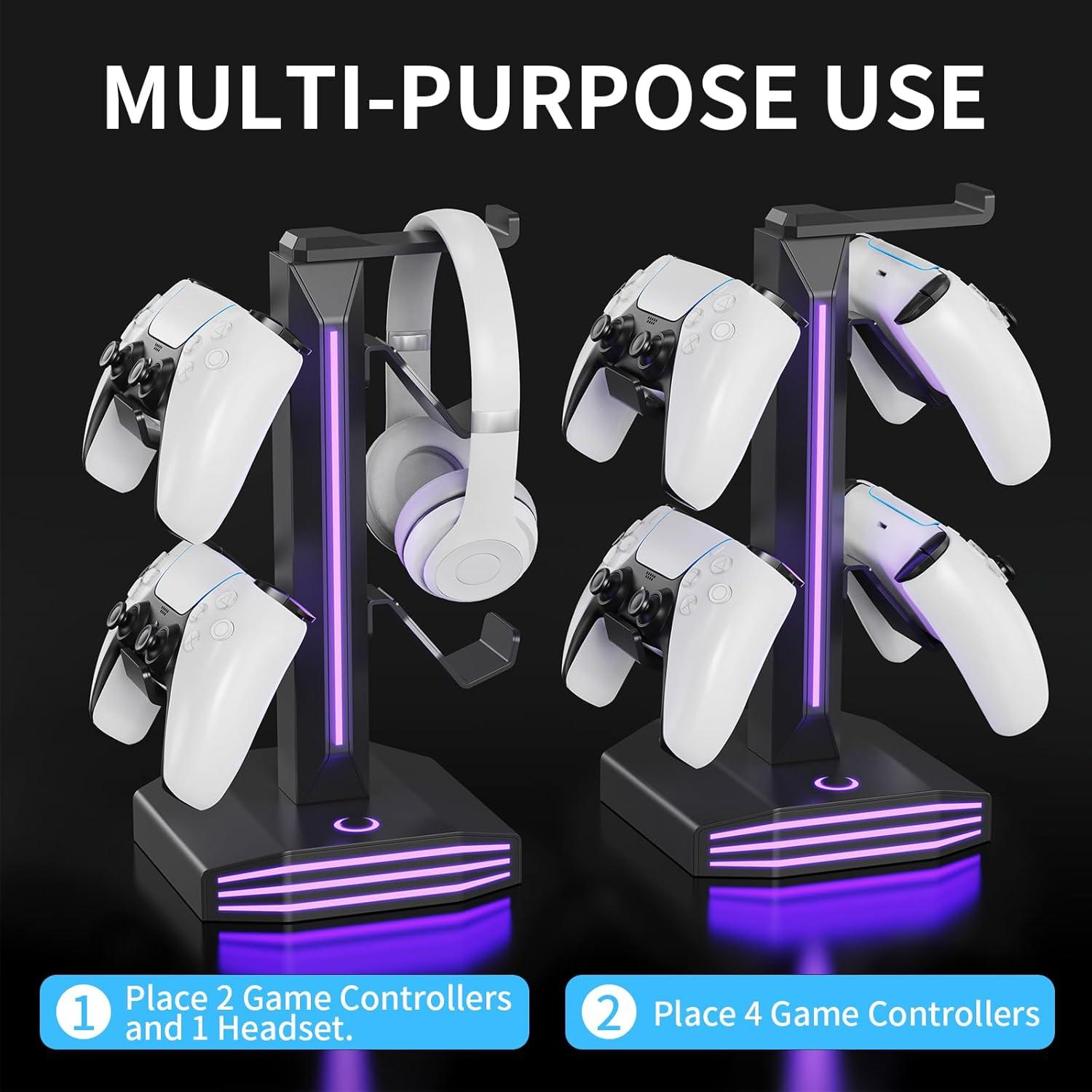 Soporte para Auriculares RGB Meiboshin con Puertos USB - Negro