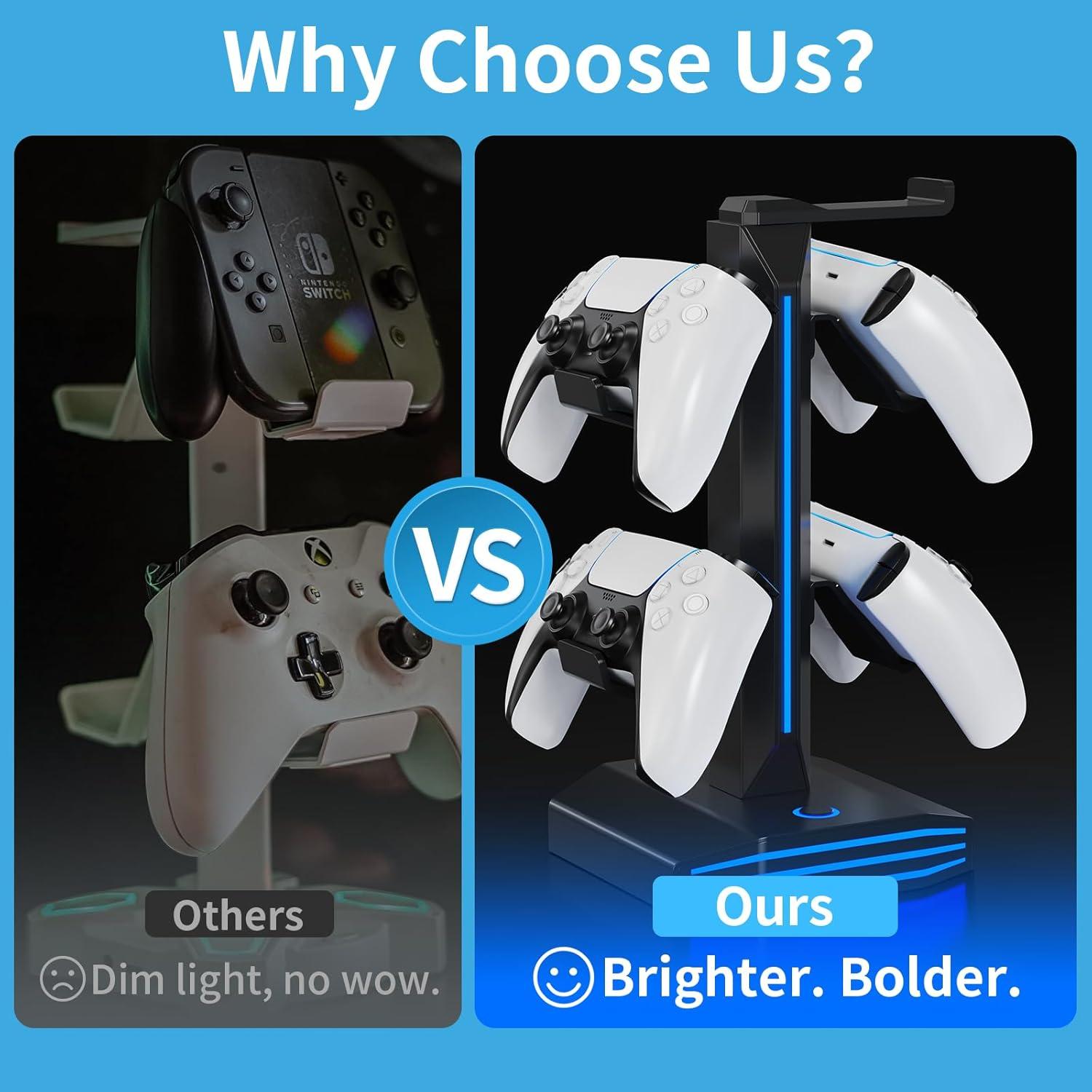 Soporte para Auriculares RGB Meiboshin con Puertos USB - Negro