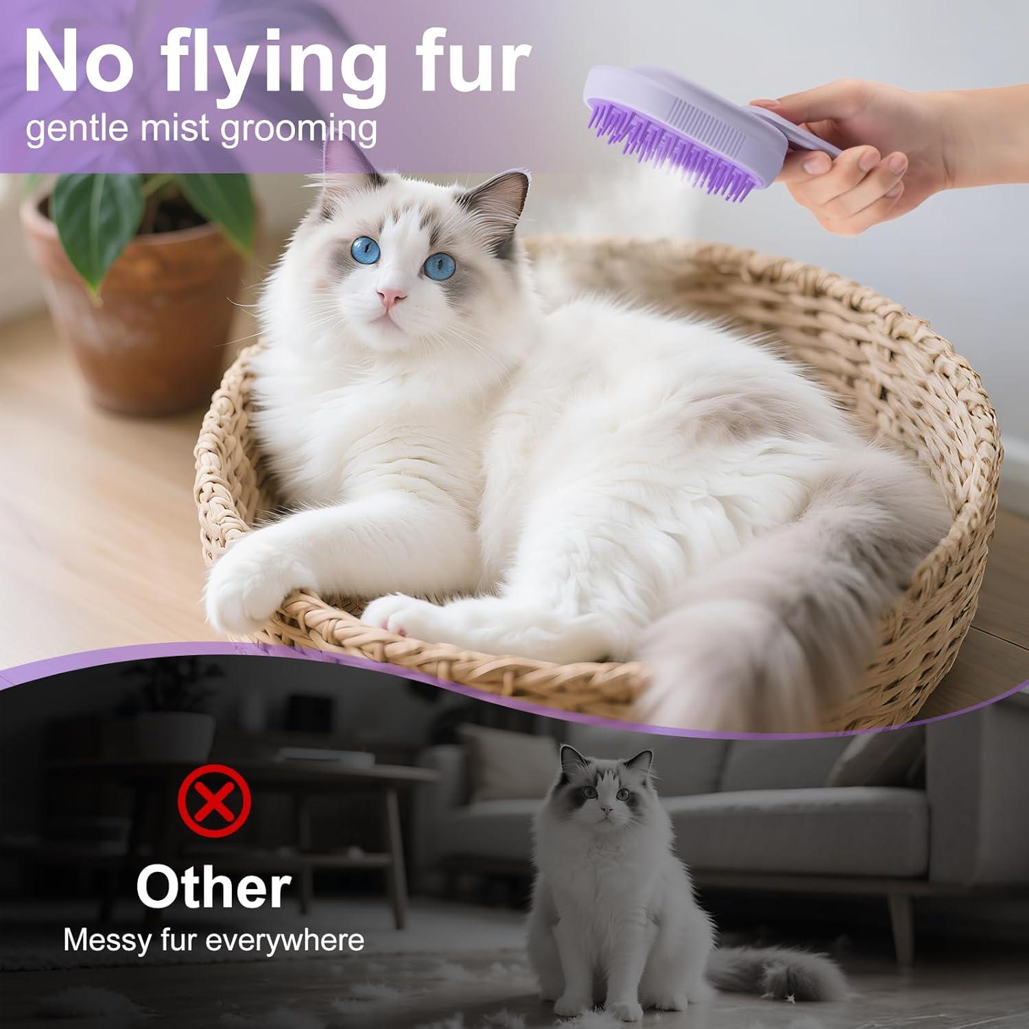 Cepillo de Vapor 3 en 1 VVWVVW para Gato y Perro - Acicalamiento y Eliminación de Pelo