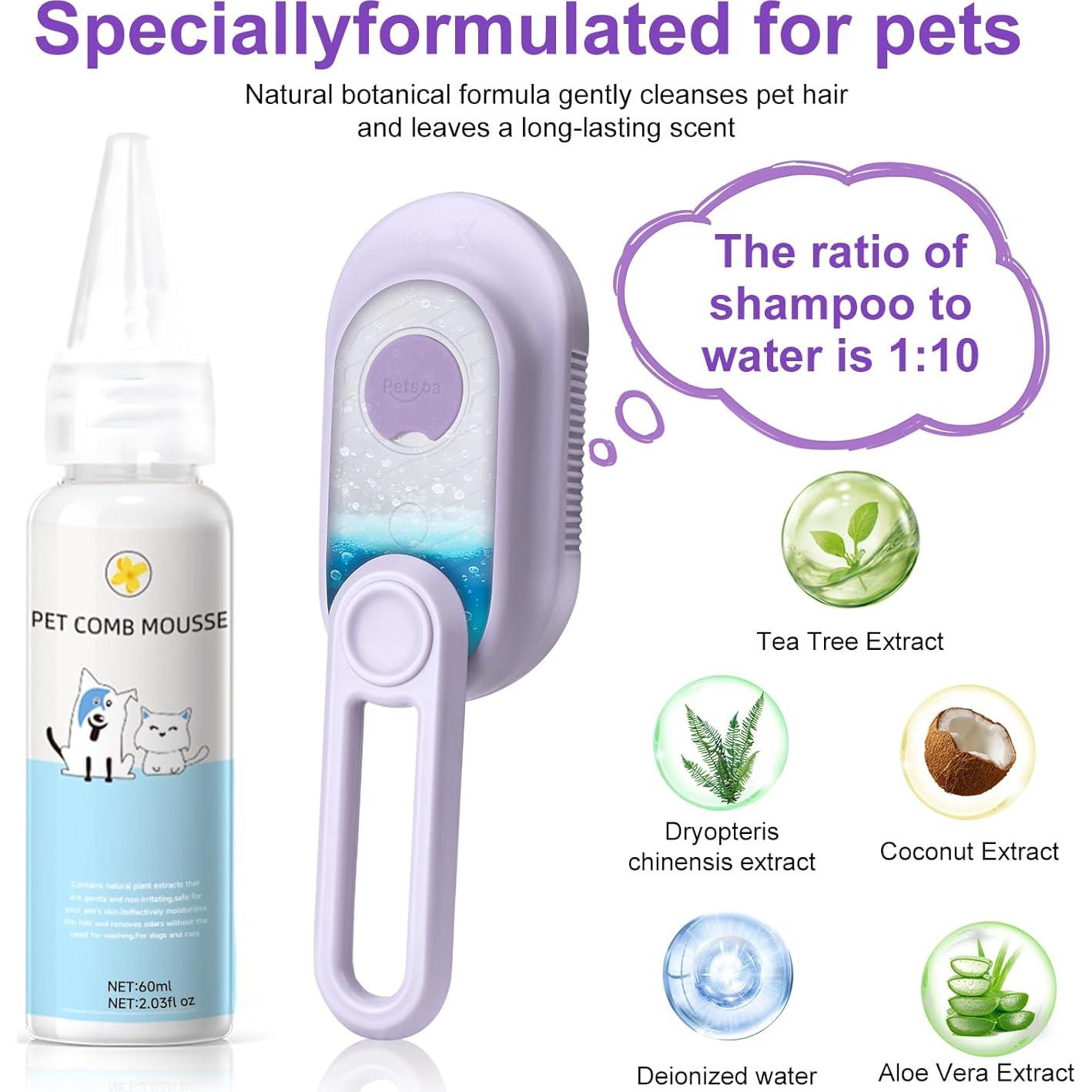 Cepillo de Vapor 3 en 1 VVWVVW para Gato y Perro - Acicalamiento y Eliminación de Pelo