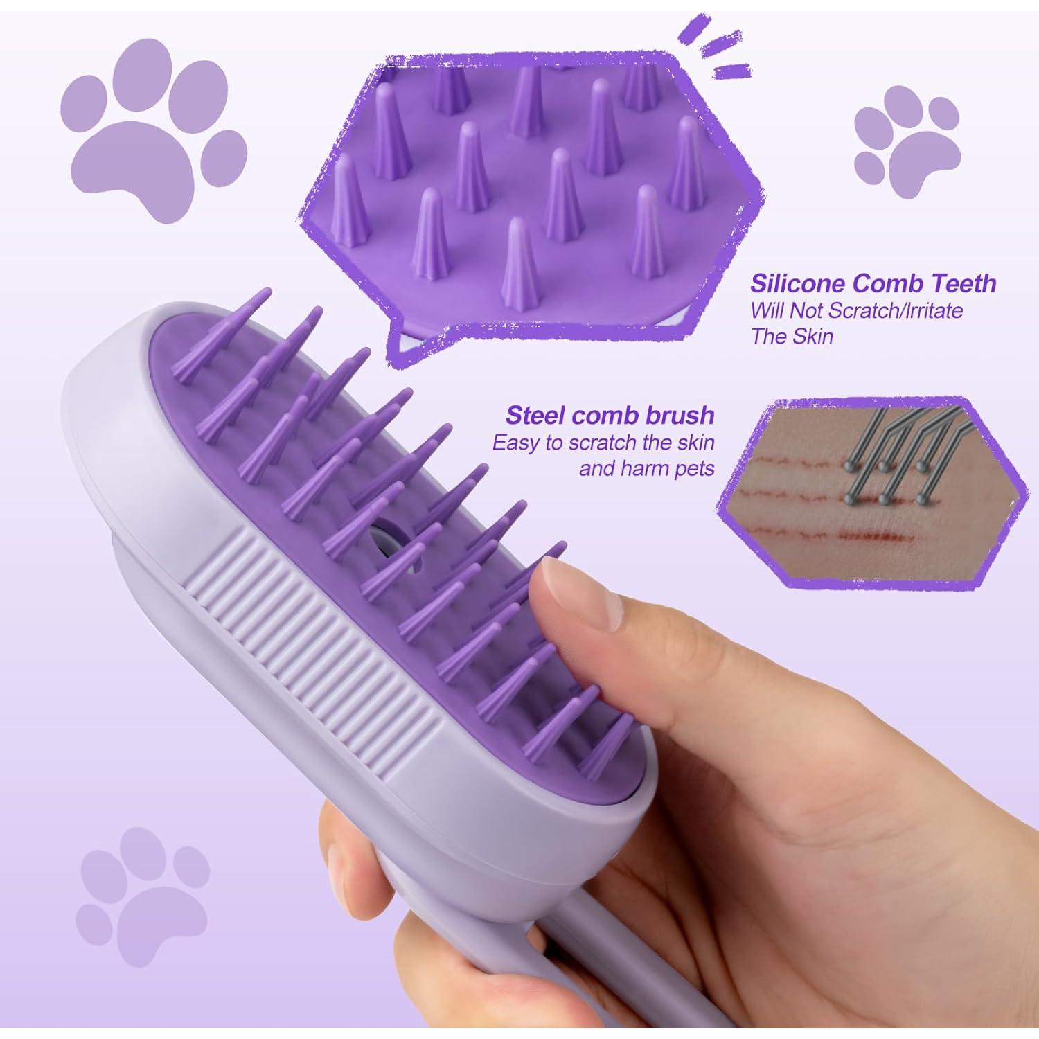 Cepillo de Vapor 3 en 1 VVWVVW para Gato y Perro - Acicalamiento y Eliminación de Pelo