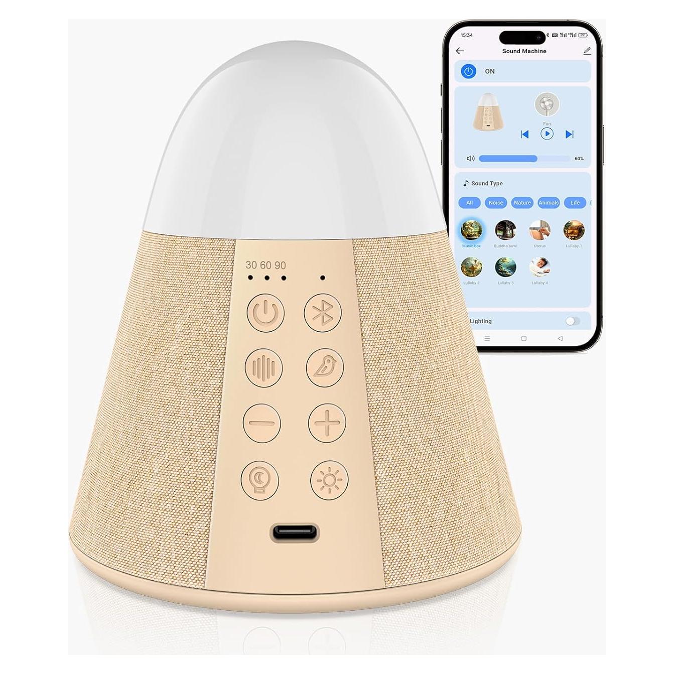 Máquina de Sonido Vanzon WN02, Ruido Blanco y Luz Nocturna RGB