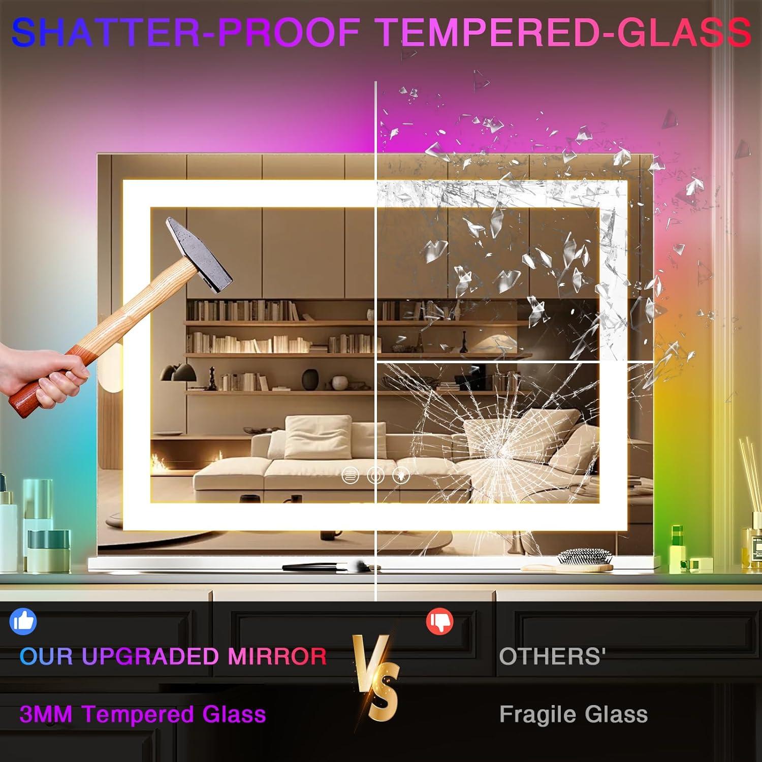 Espejo de Maquillaje COOLJEEN 58.4x45.7 cm con Luz RGB