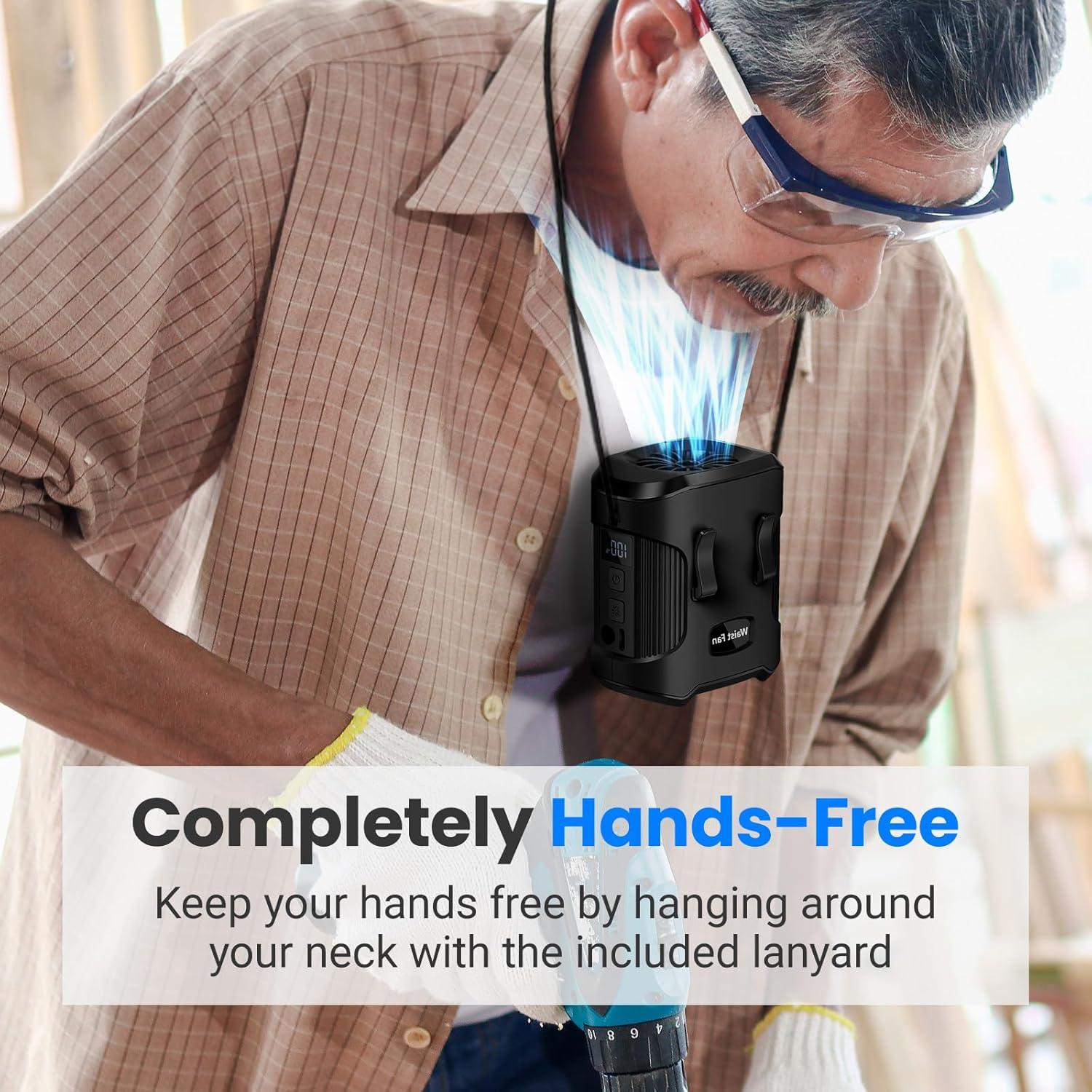 Ventilador Personal de Cintura GOZACA FL-225, 4000mAh, 3 Velocidades